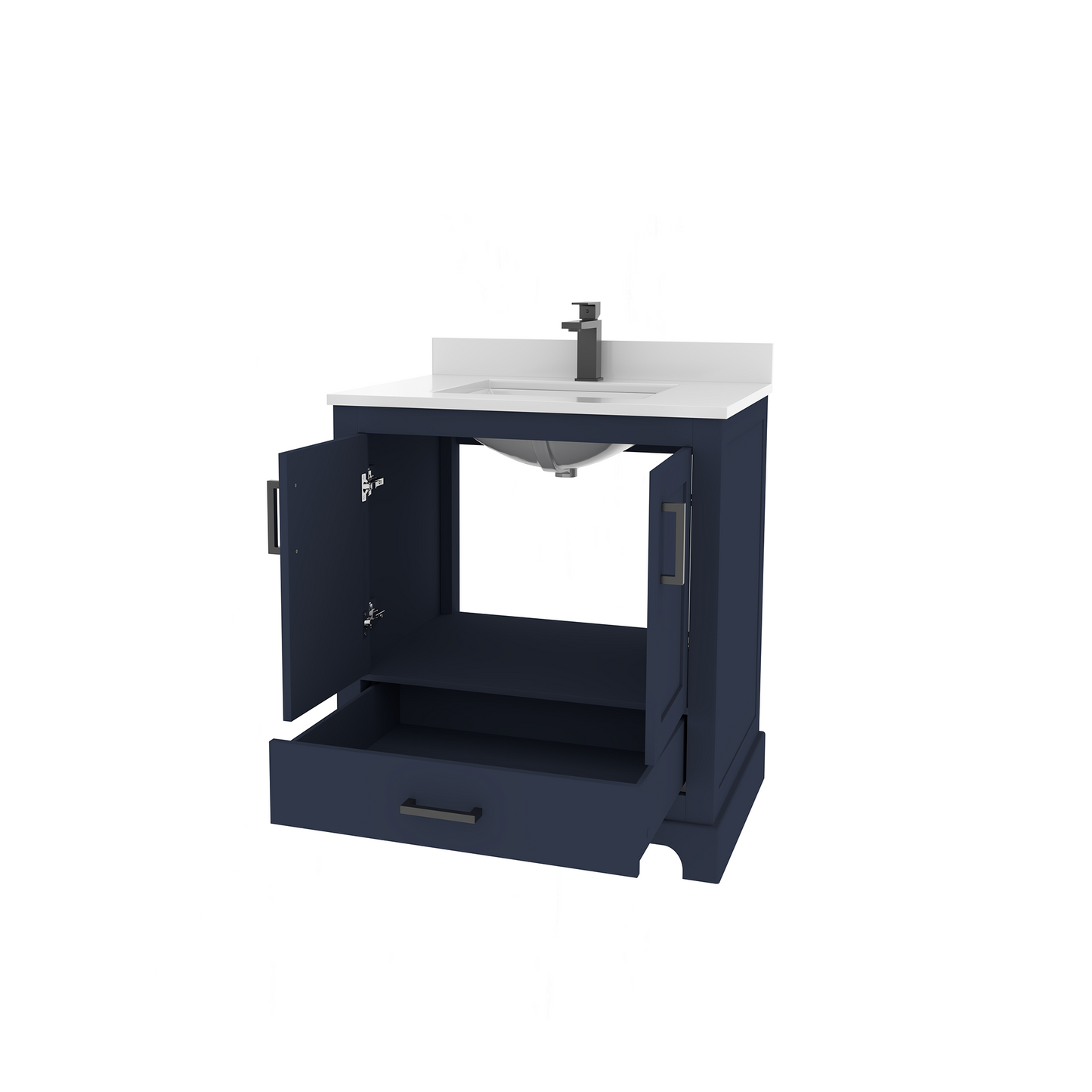 Maya 30 Inch Solid Wood Single Bathroom Vanity with Quartz Countertop