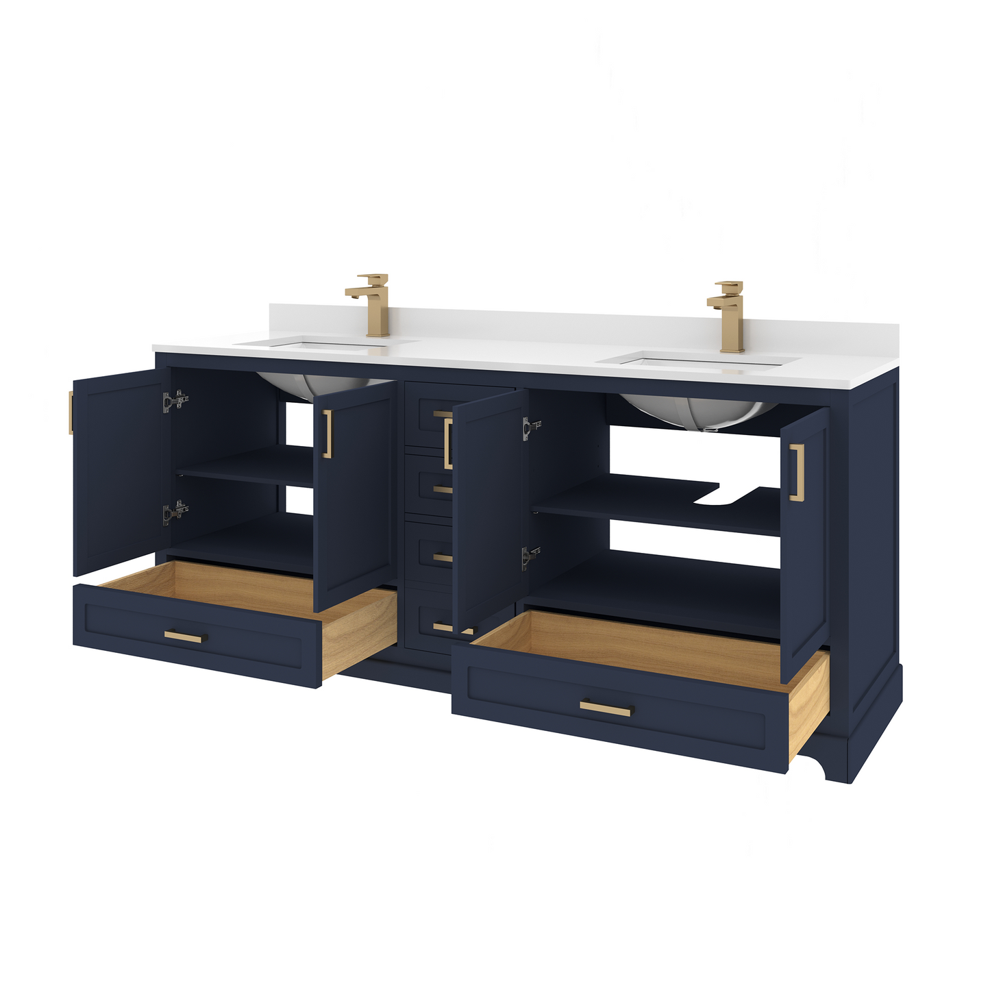 Maya 72 Inch Solid Wood Double Bathroom Vanity with Quartz Countertop