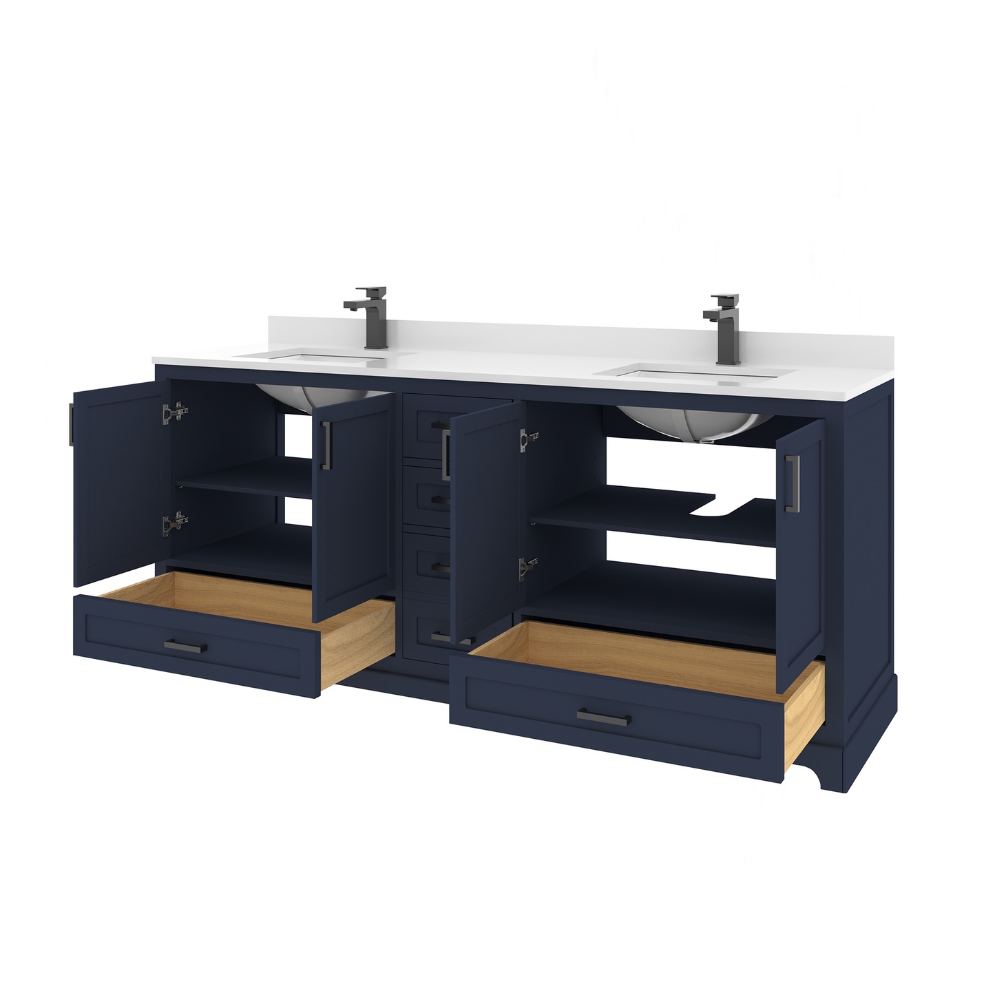 Maya 72 Inch Solid Wood Double Bathroom Vanity with Quartz Countertop