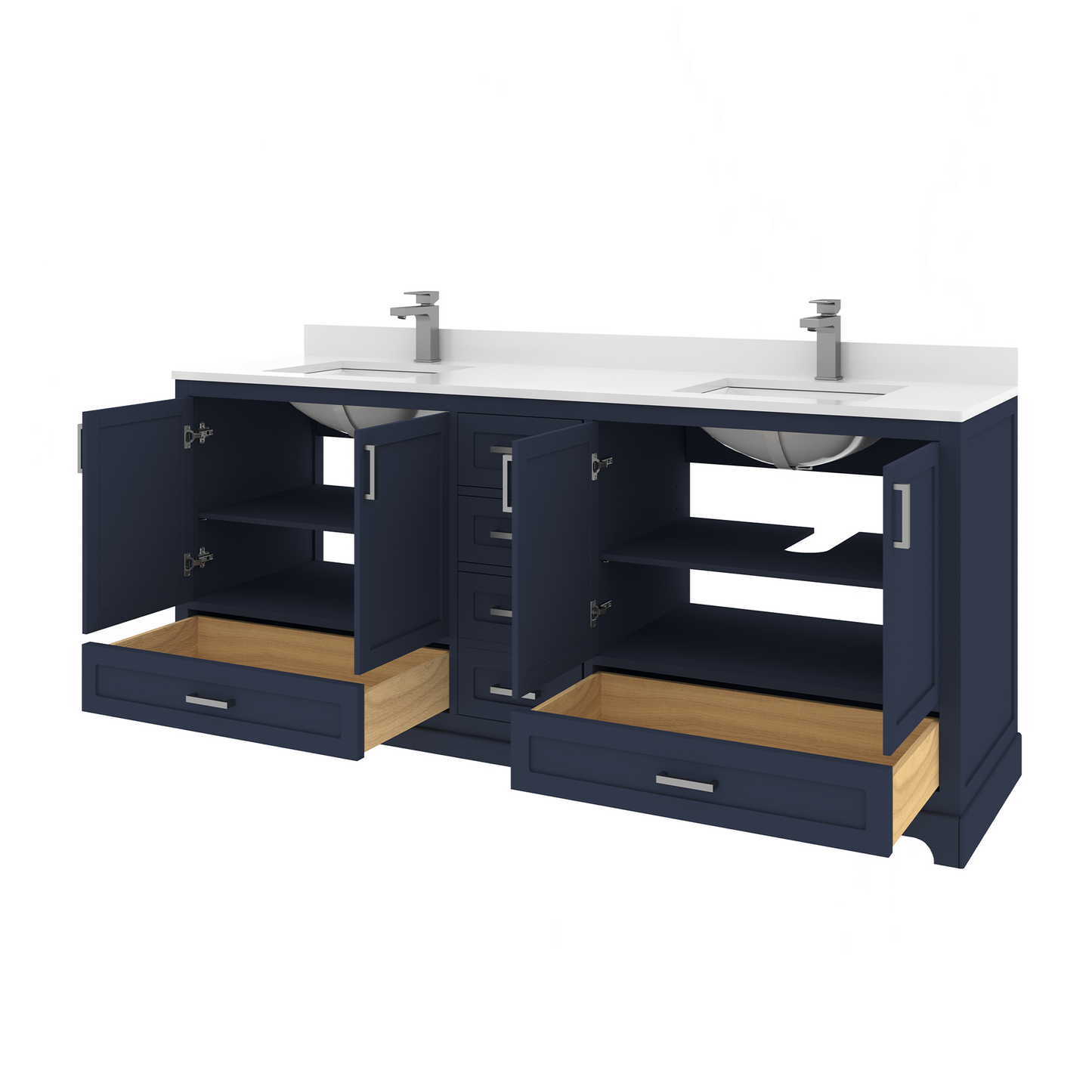 Maya 72 Inch Solid Wood Double Bathroom Vanity with Quartz Countertop