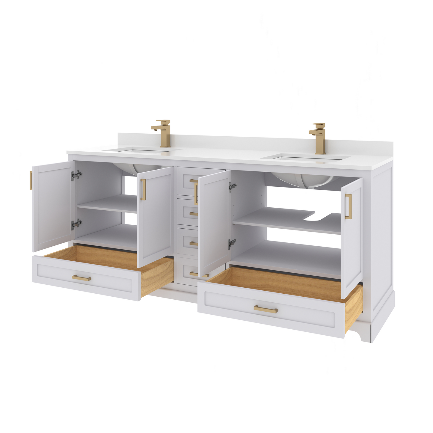 Maya 72 Inch Solid Wood Double Bathroom Vanity with Quartz Countertop