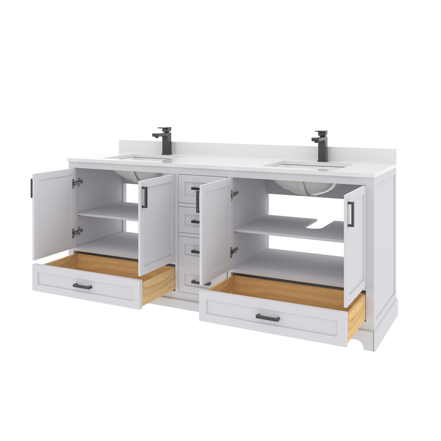 Maya 72 Inch Solid Wood Double Bathroom Vanity with Quartz Countertop