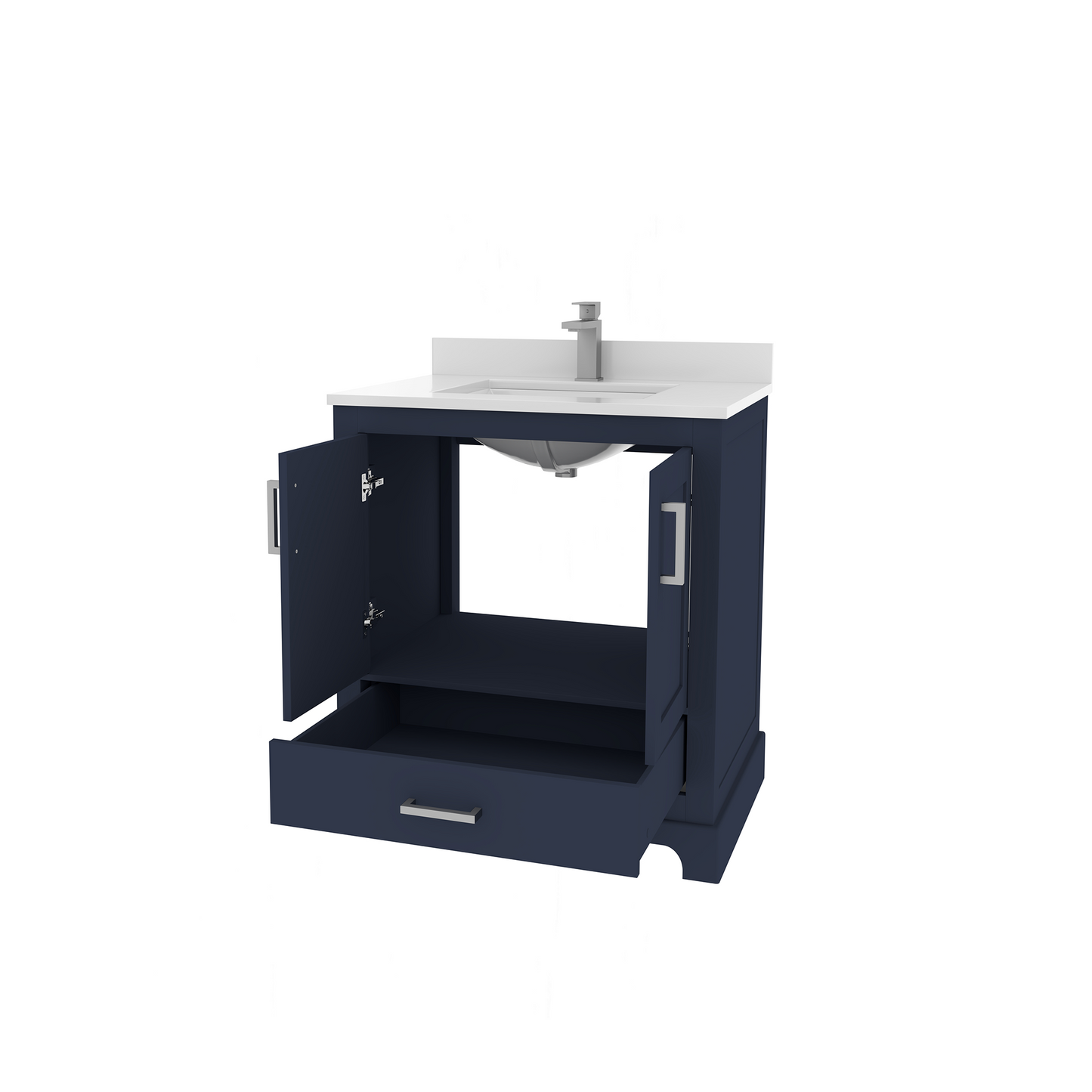 Maya 30 Inch Solid Wood Single Bathroom Vanity with Quartz Countertop