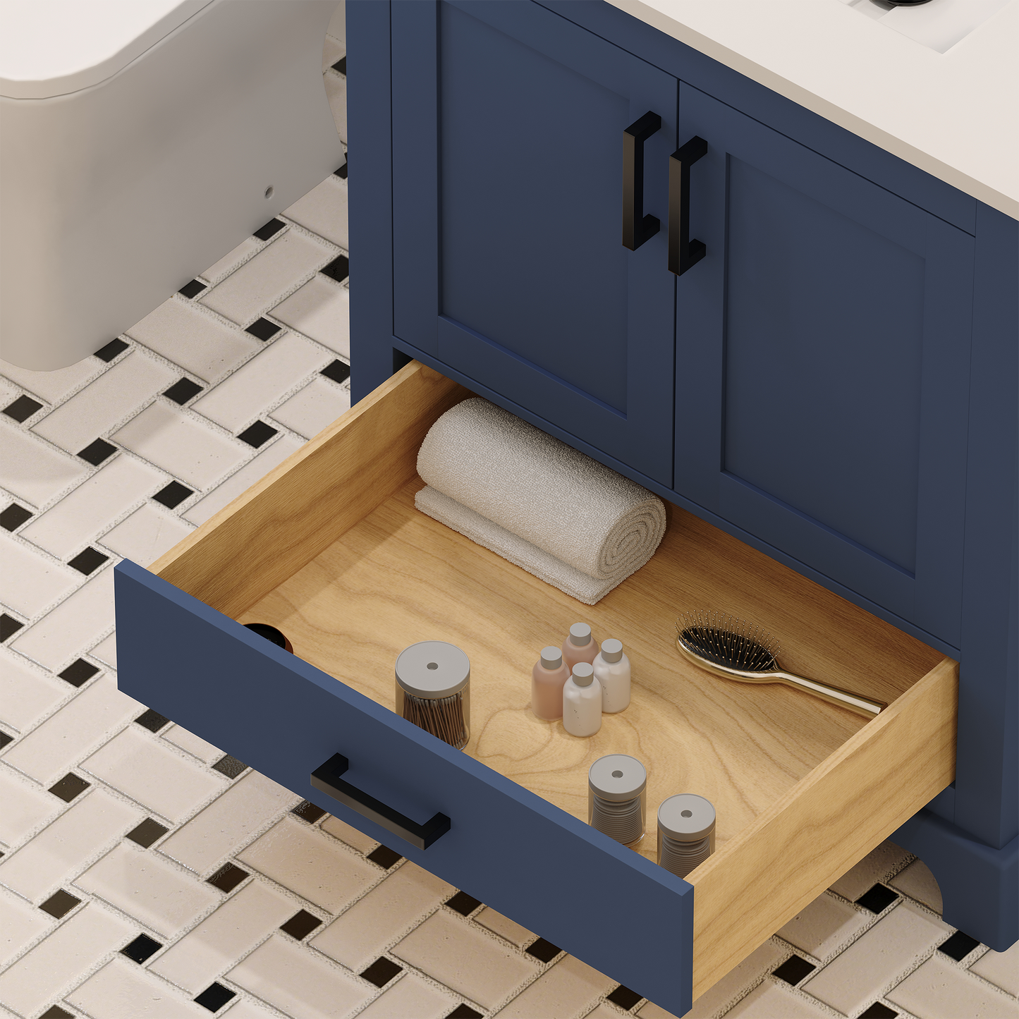 Maya 30 Inch Solid Wood Single Bathroom Vanity with Quartz Countertop