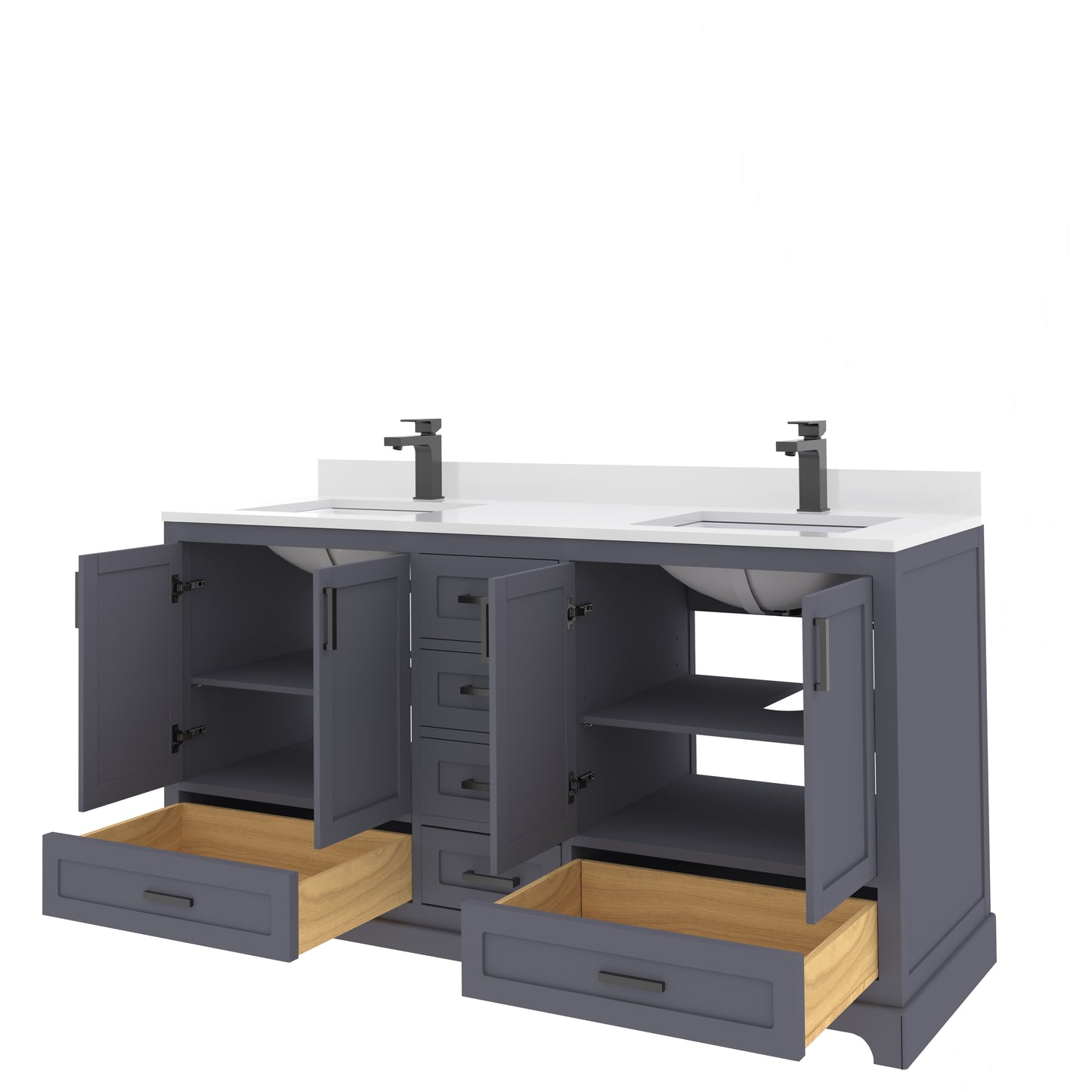 Maya 60 Inch Solid Wood Double Bathroom Vanity with Quartz Countertop