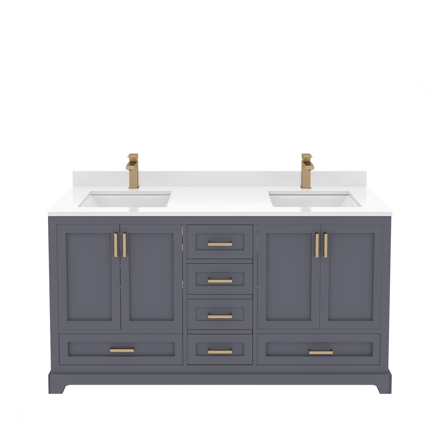 Maya 60 Inch Solid Wood Double Bathroom Vanity with Quartz Countertop