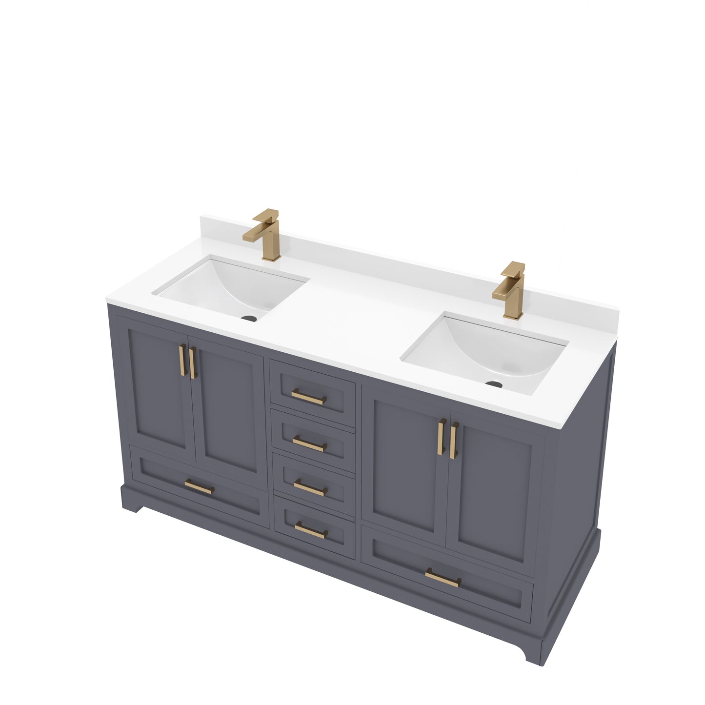 Maya 60 Inch Solid Wood Double Bathroom Vanity with Quartz Countertop