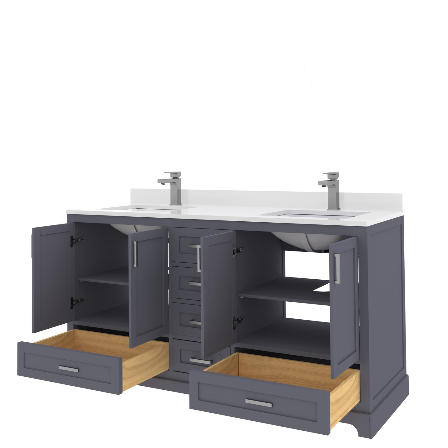 Maya 60 Inch Solid Wood Double Bathroom Vanity with Quartz Countertop