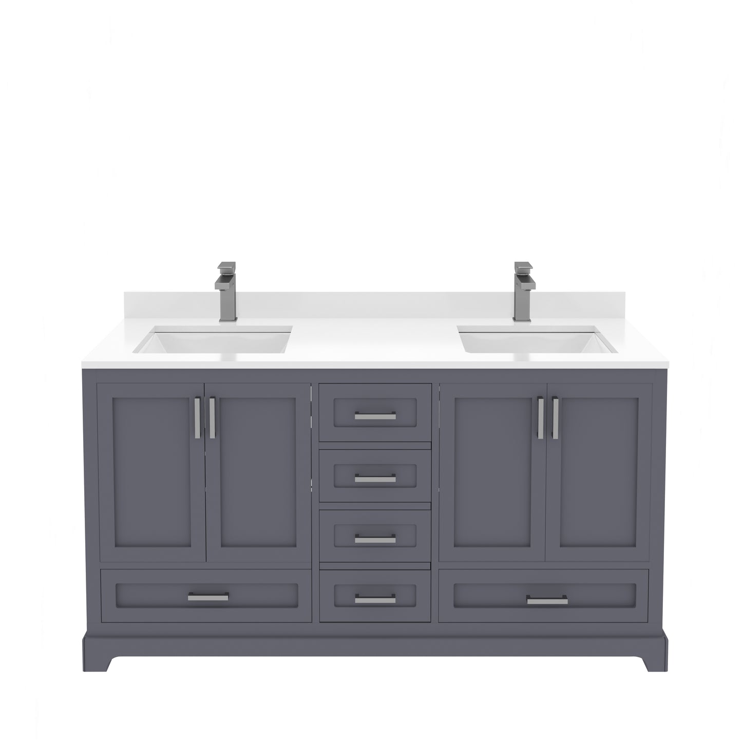 Maya 60 Inch Solid Wood Double Bathroom Vanity with Quartz Countertop