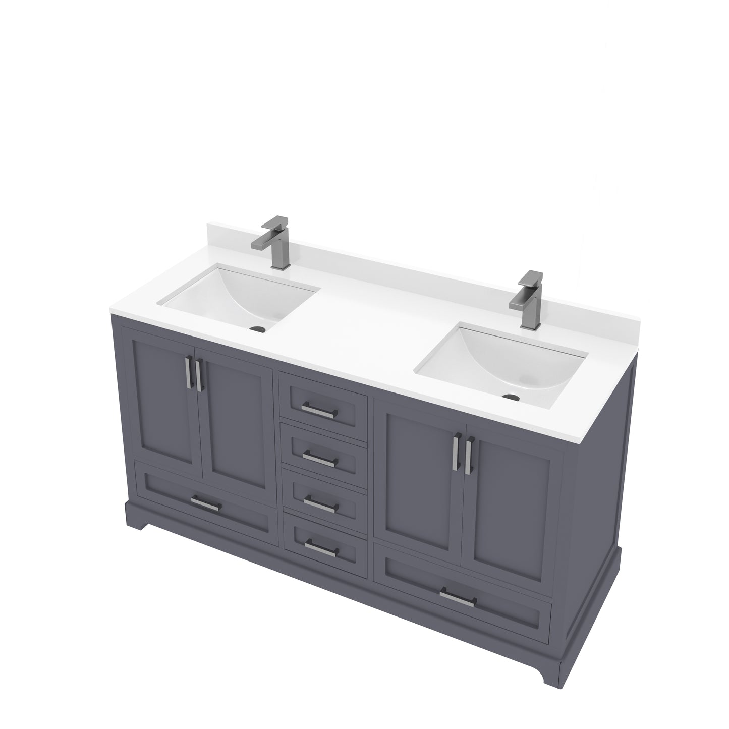 Maya 60 Inch Solid Wood Double Bathroom Vanity with Quartz Countertop