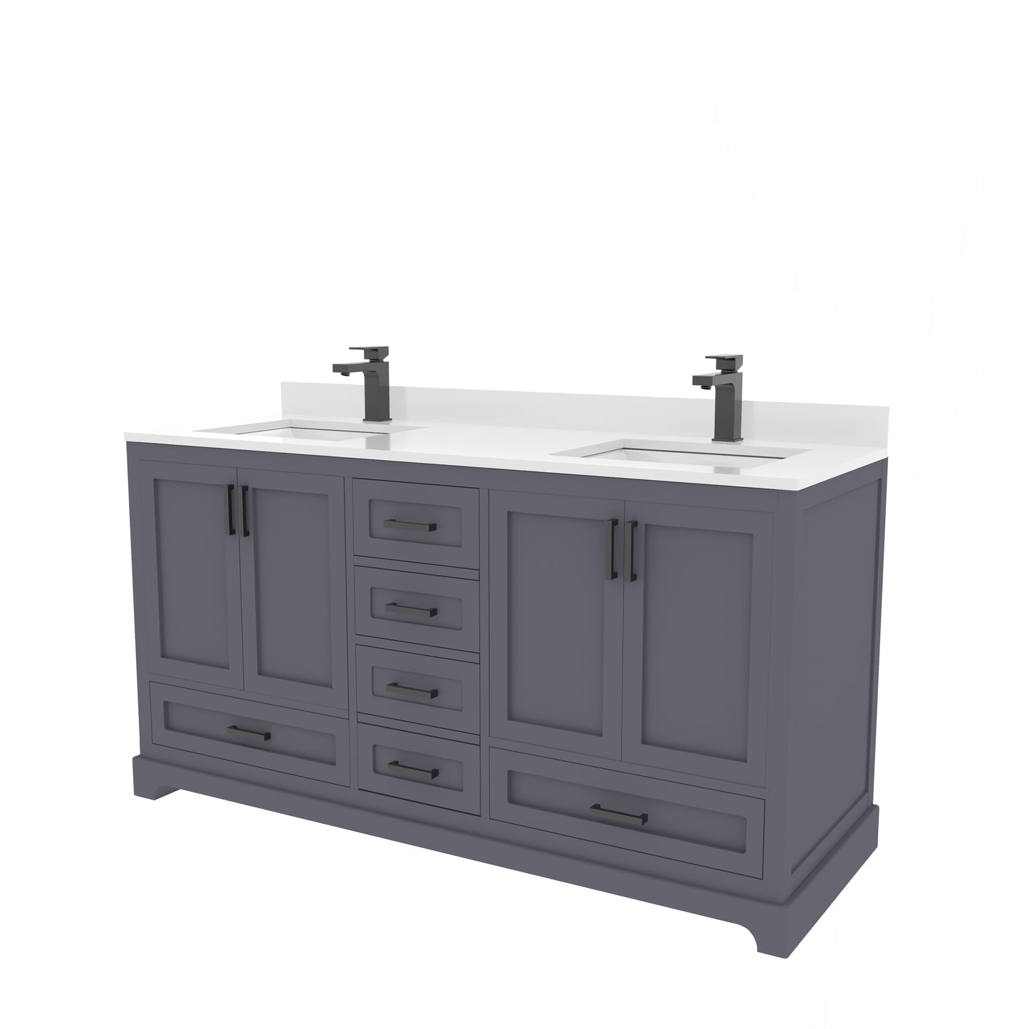 Maya 60 Inch Solid Wood Double Bathroom Vanity with Quartz Countertop