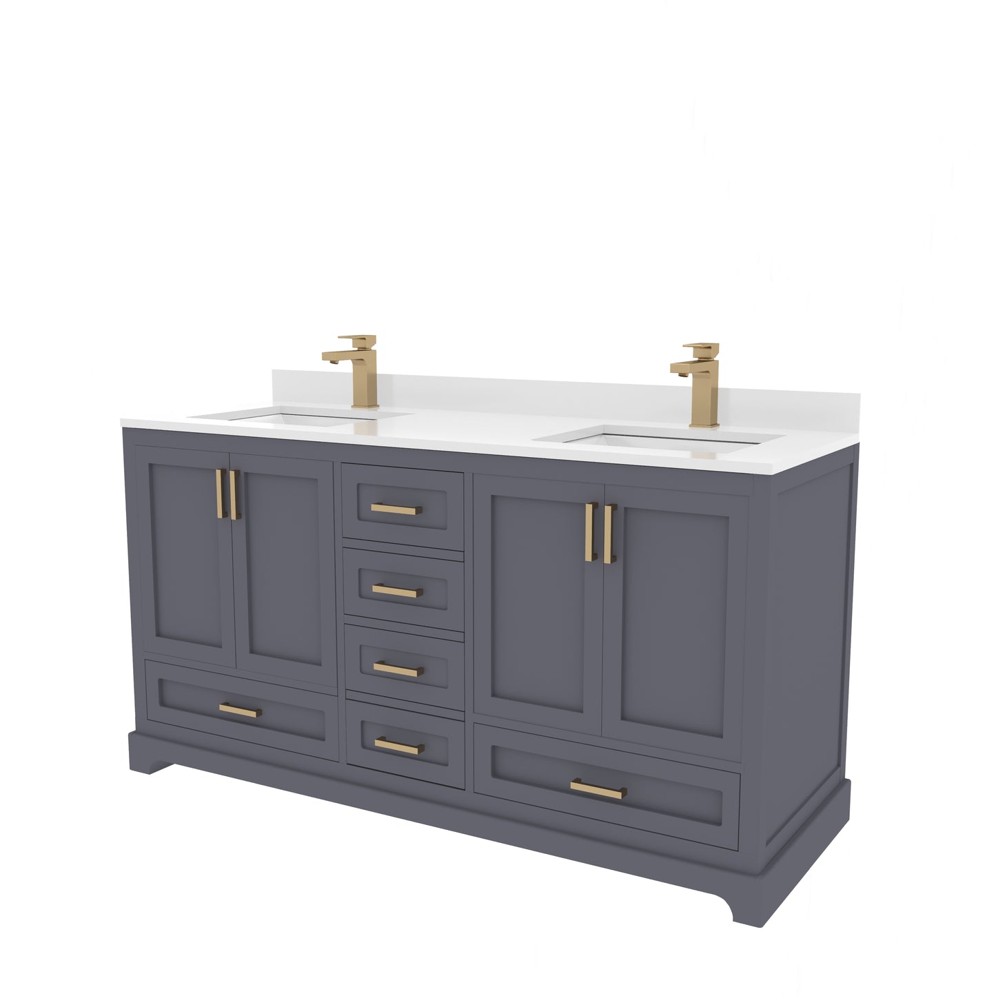 Maya 60 Inch Solid Wood Double Bathroom Vanity with Quartz Countertop