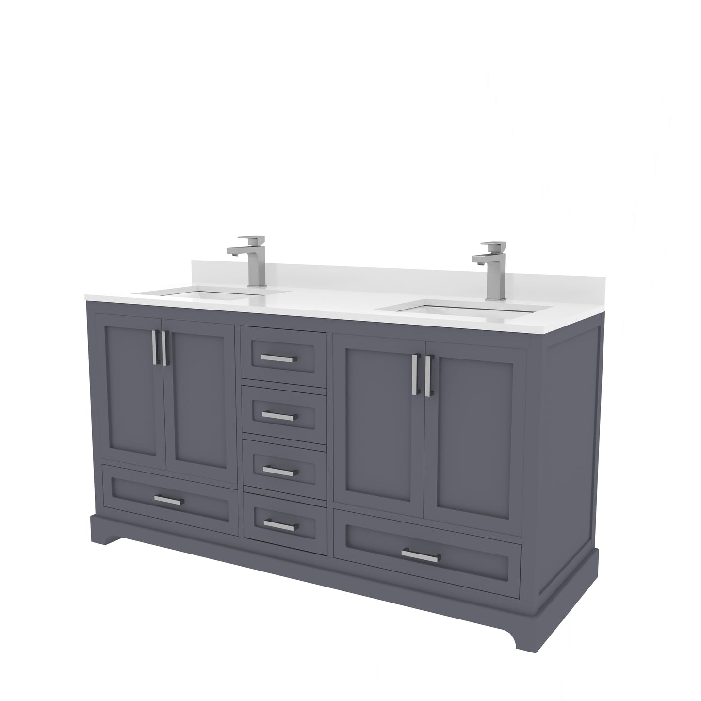 Maya 60 Inch Solid Wood Double Bathroom Vanity with Quartz Countertop