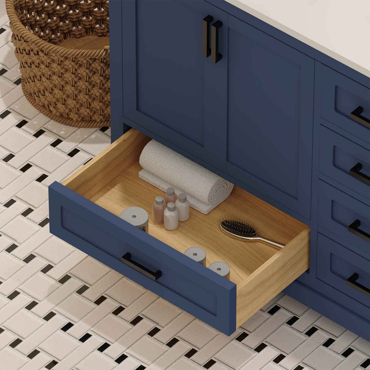 Maya 60 Inch Solid Wood Double Bathroom Vanity with Quartz Countertop