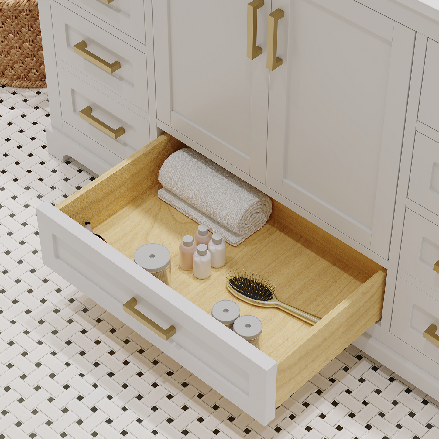 Maya 48 Inch Solid Wood Single Bathroom Vanity with Quartz Countertop