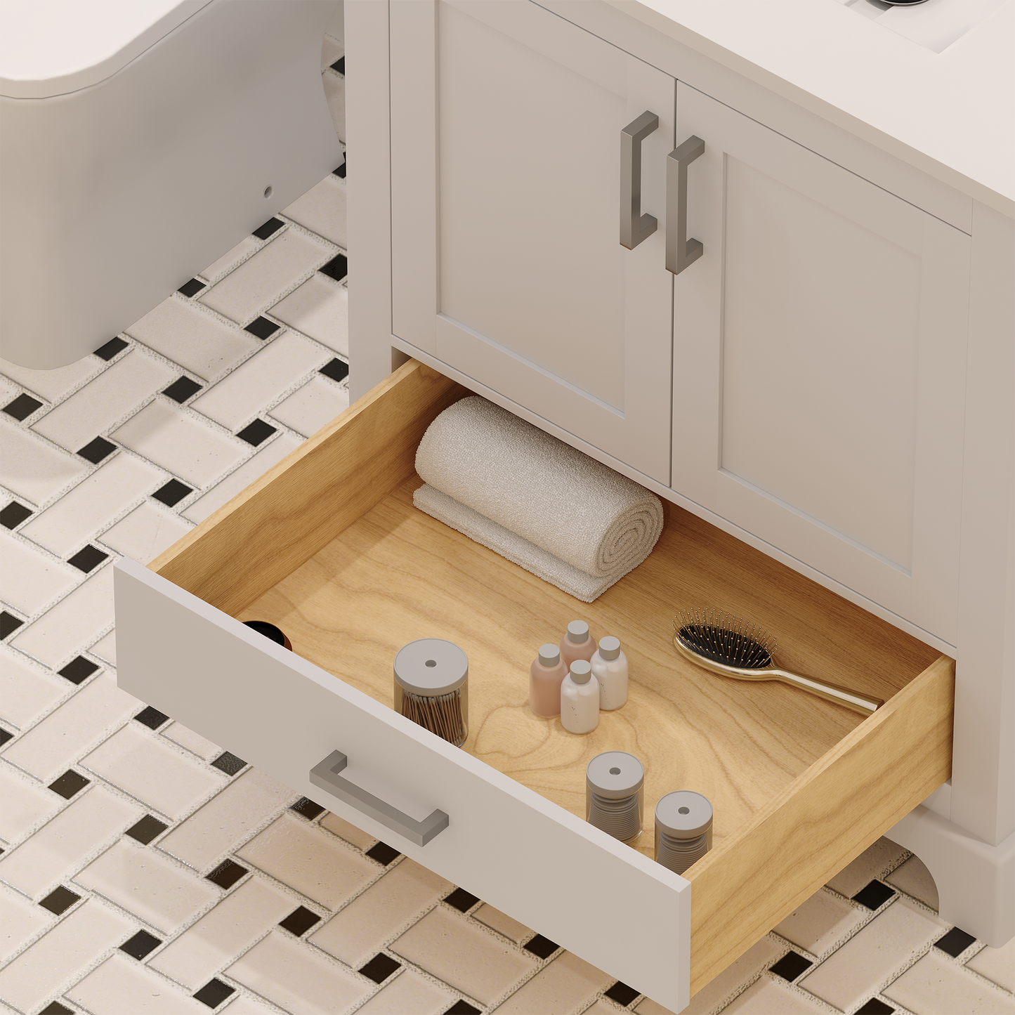 Maya 30 Inch Solid Wood Single Bathroom Vanity with Quartz Countertop
