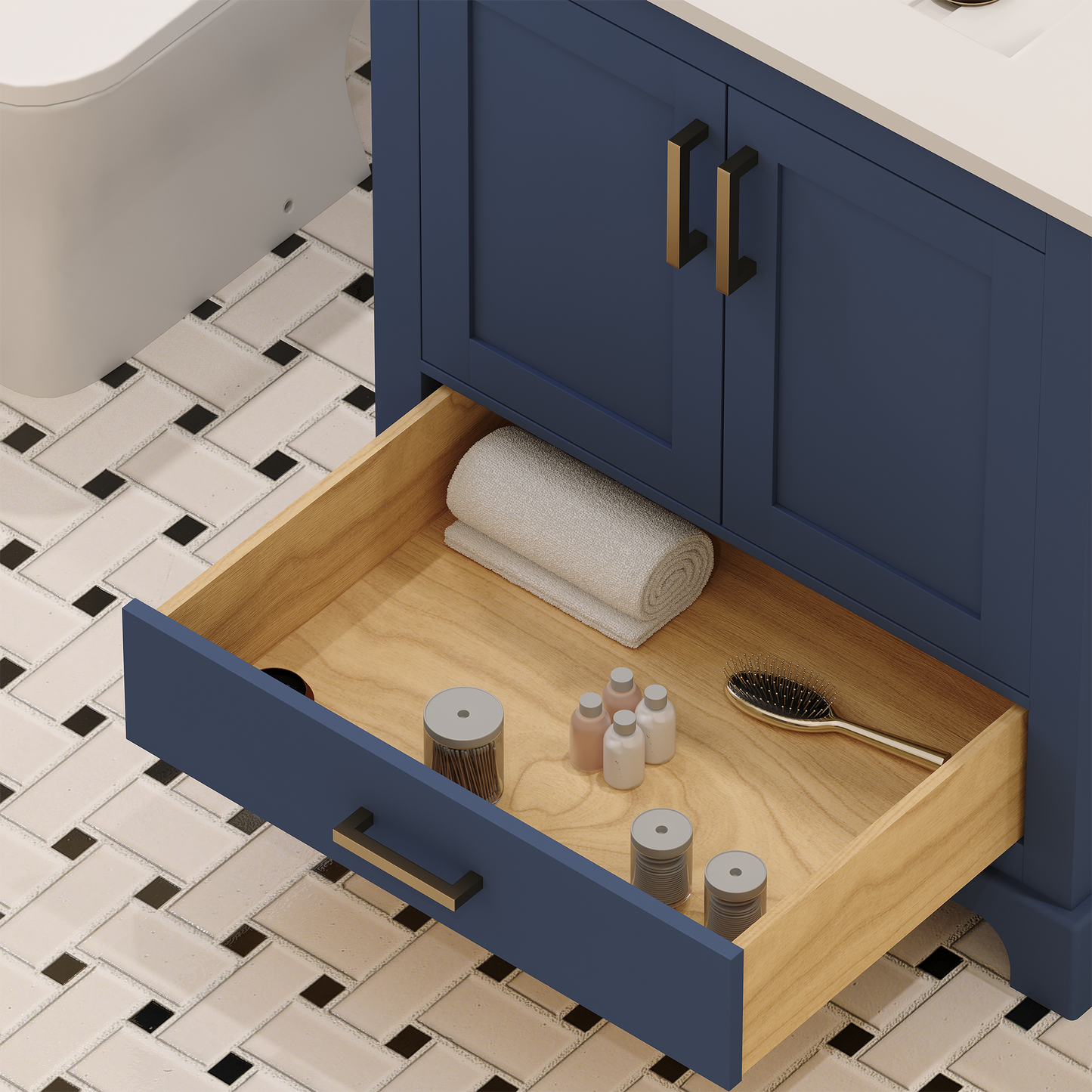 Maya 30 Inch Solid Wood Single Bathroom Vanity with Quartz Countertop