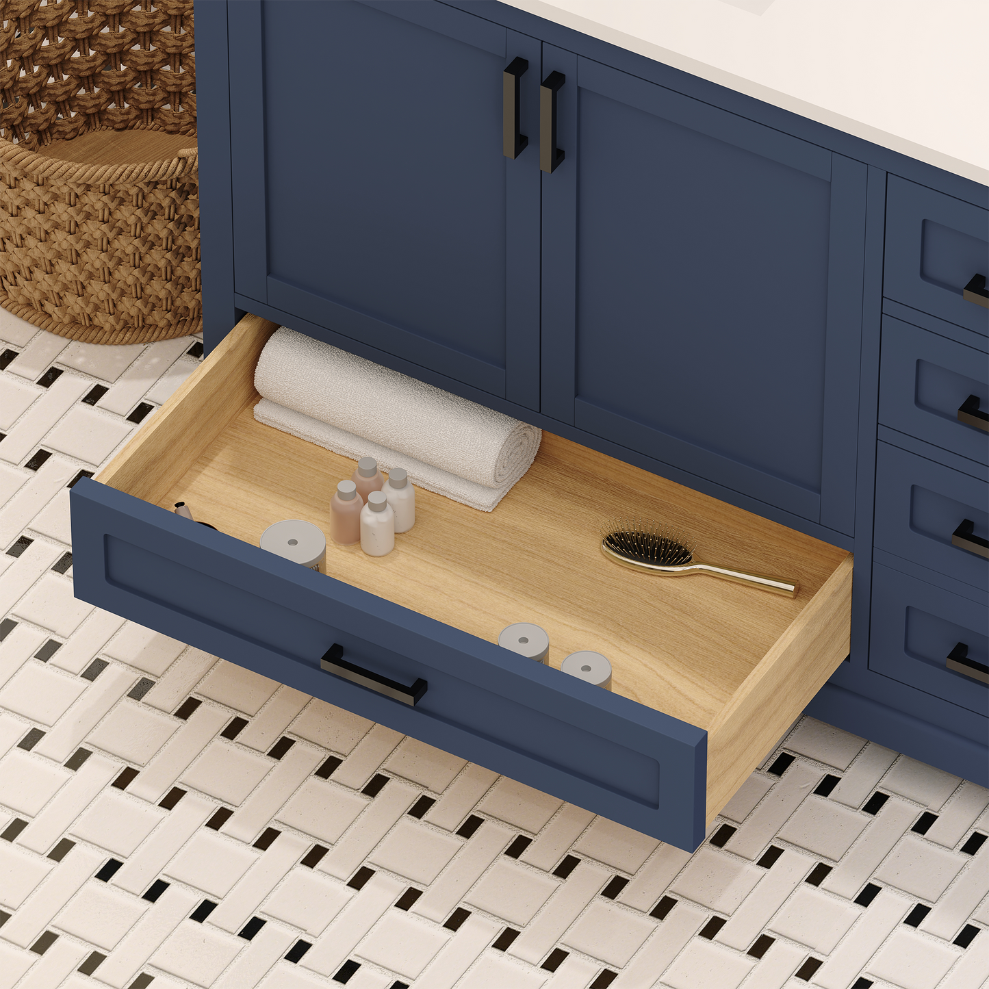 Maya 72 Inch Solid Wood Double Bathroom Vanity with Quartz Countertop