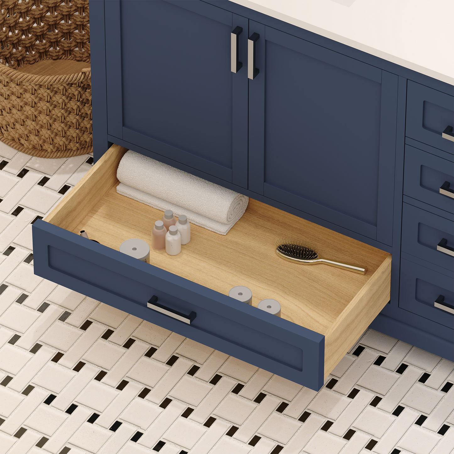 Maya 72 Inch Solid Wood Double Bathroom Vanity with Quartz Countertop