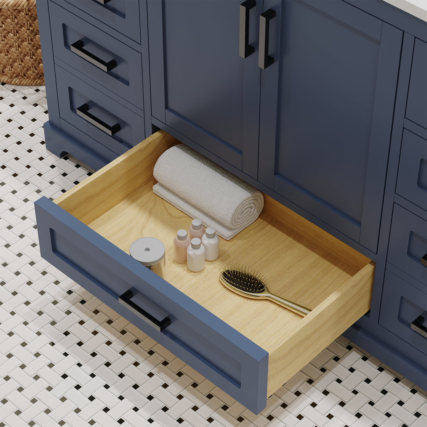 Maya 48 Inch Solid Wood Single Bathroom Vanity with Quartz Countertop