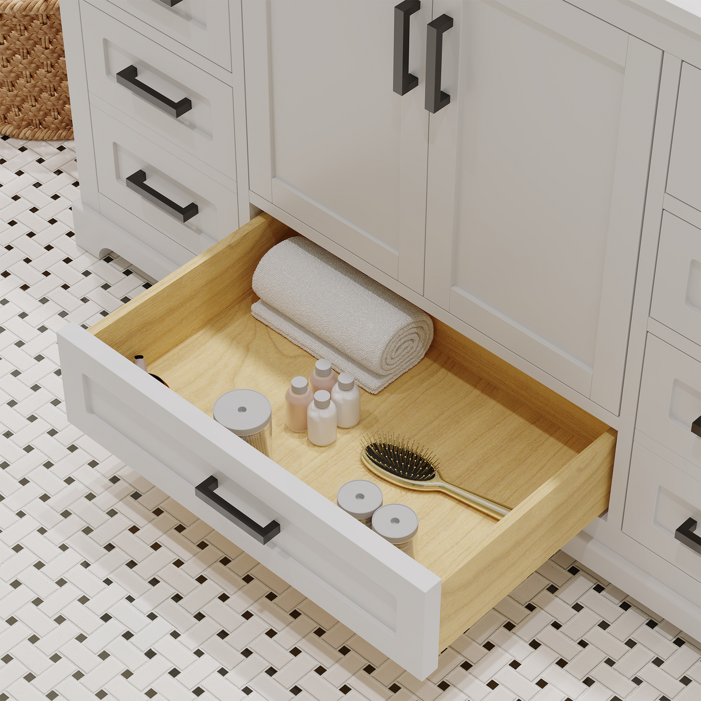 Maya 48 Inch Solid Wood Single Bathroom Vanity with Quartz Countertop