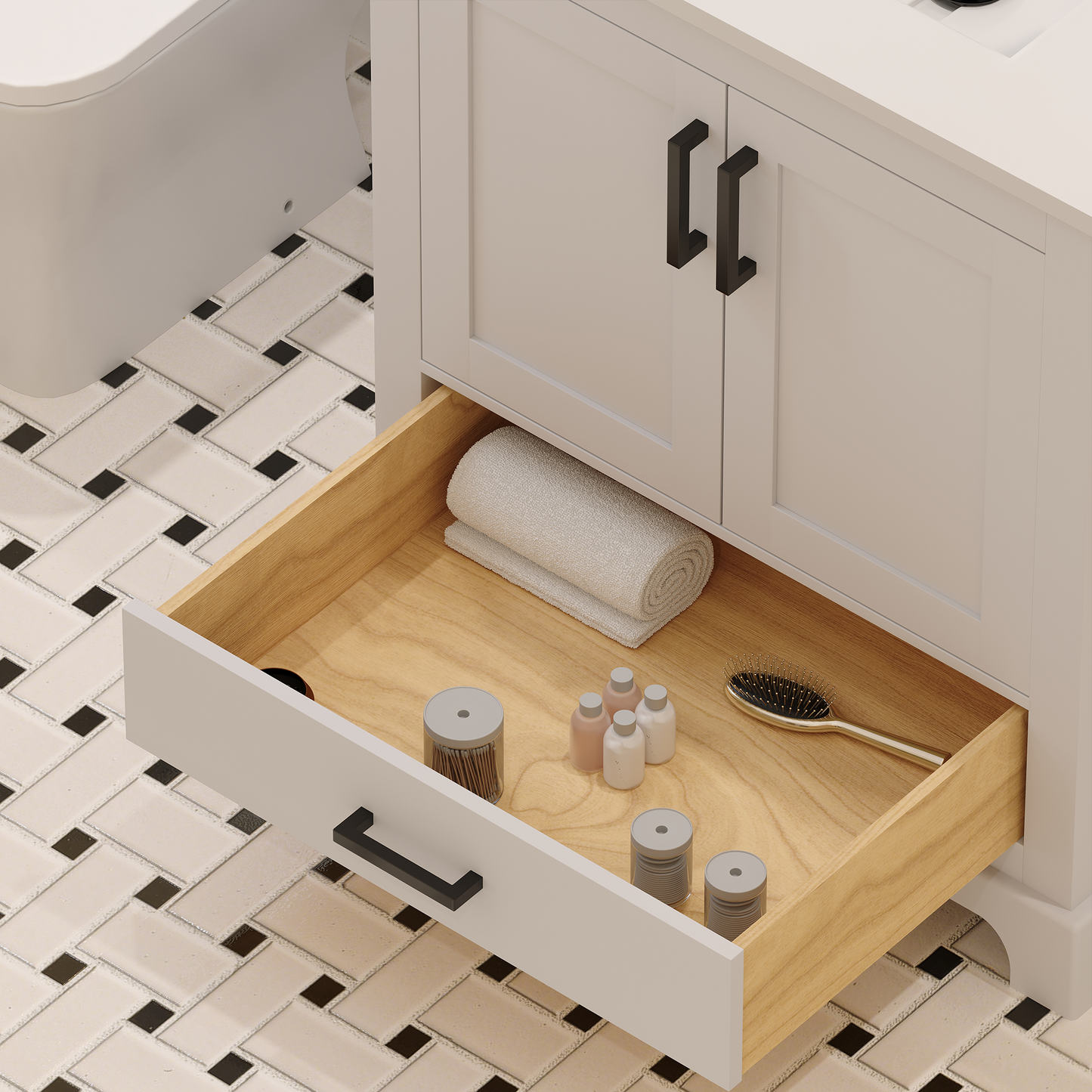Maya 30 Inch Solid Wood Single Bathroom Vanity with Quartz Countertop