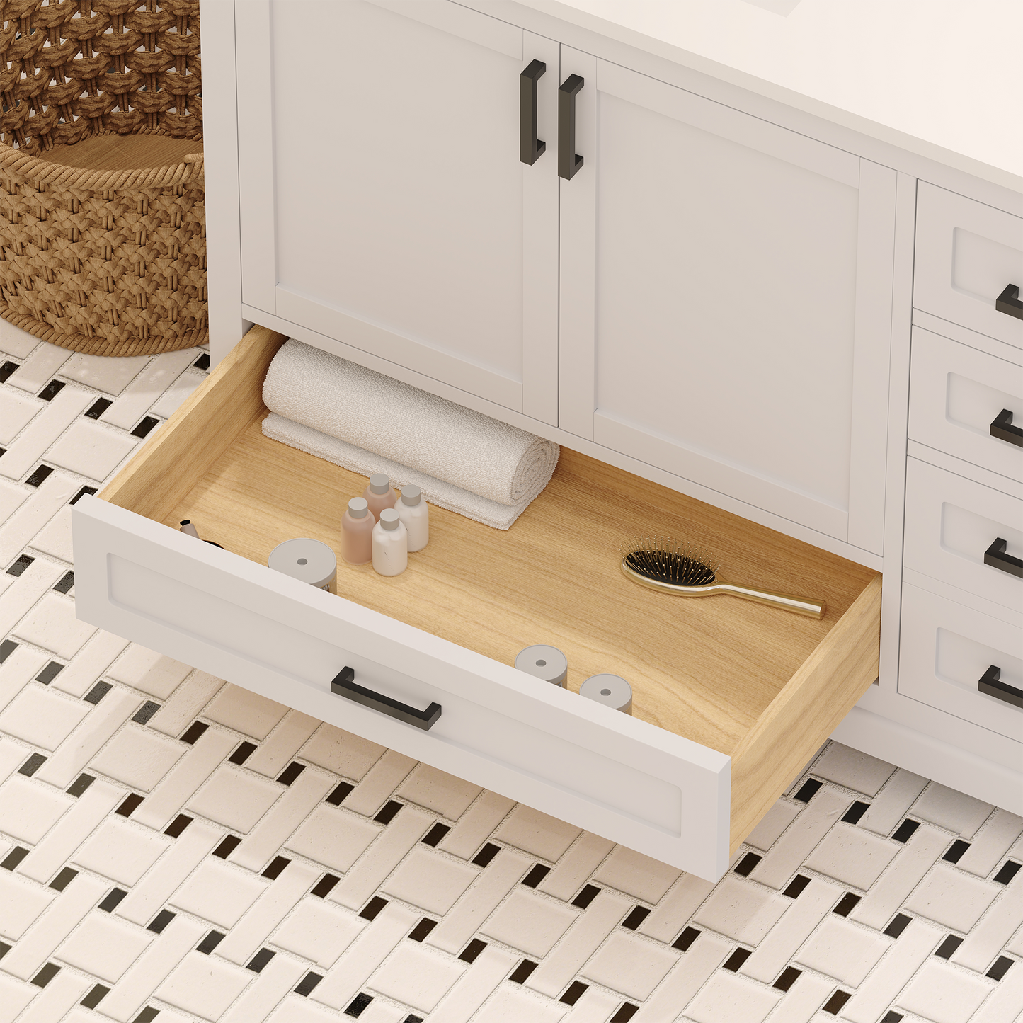 Maya 72 Inch Solid Wood Double Bathroom Vanity with Quartz Countertop