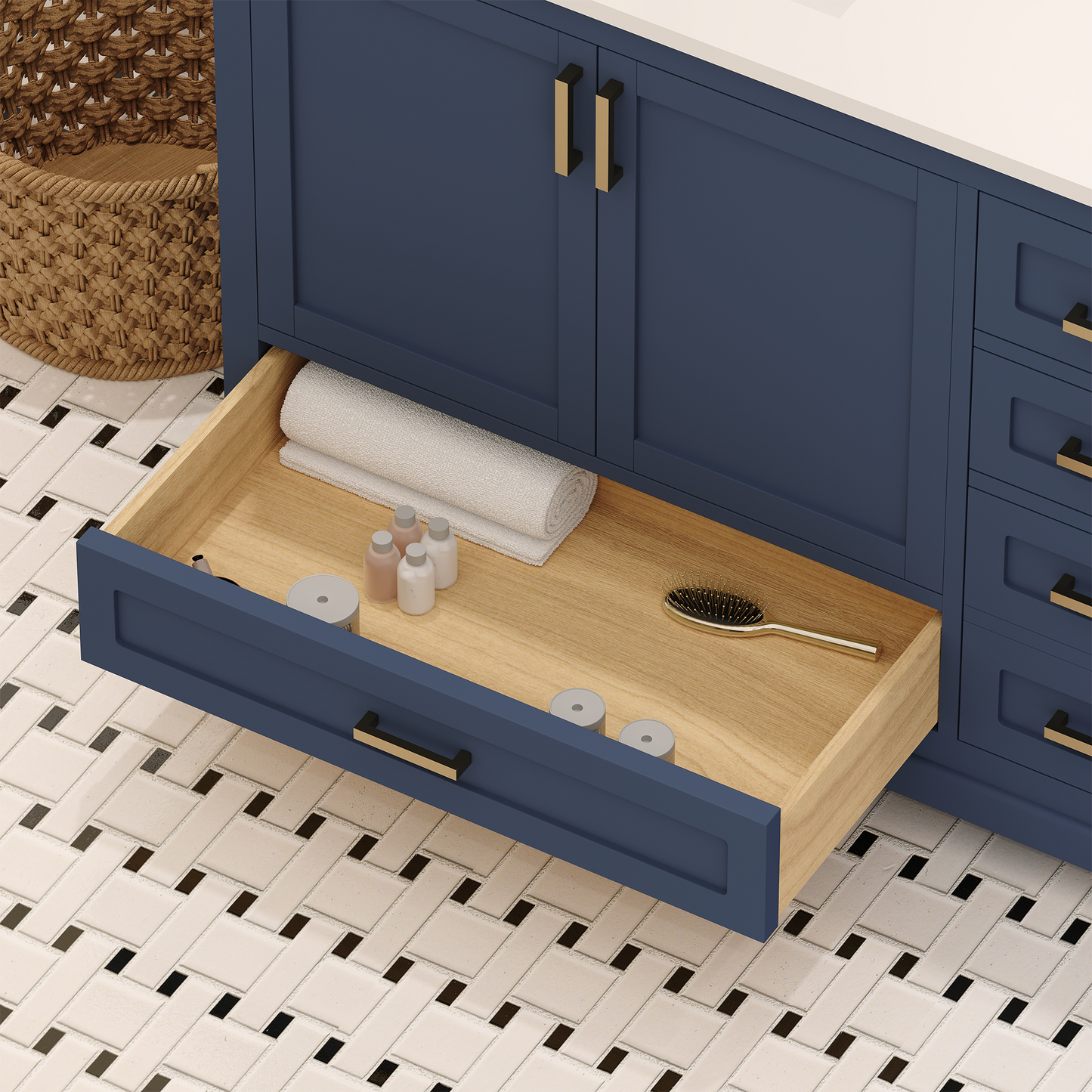 Maya 72 Inch Solid Wood Double Bathroom Vanity with Quartz Countertop