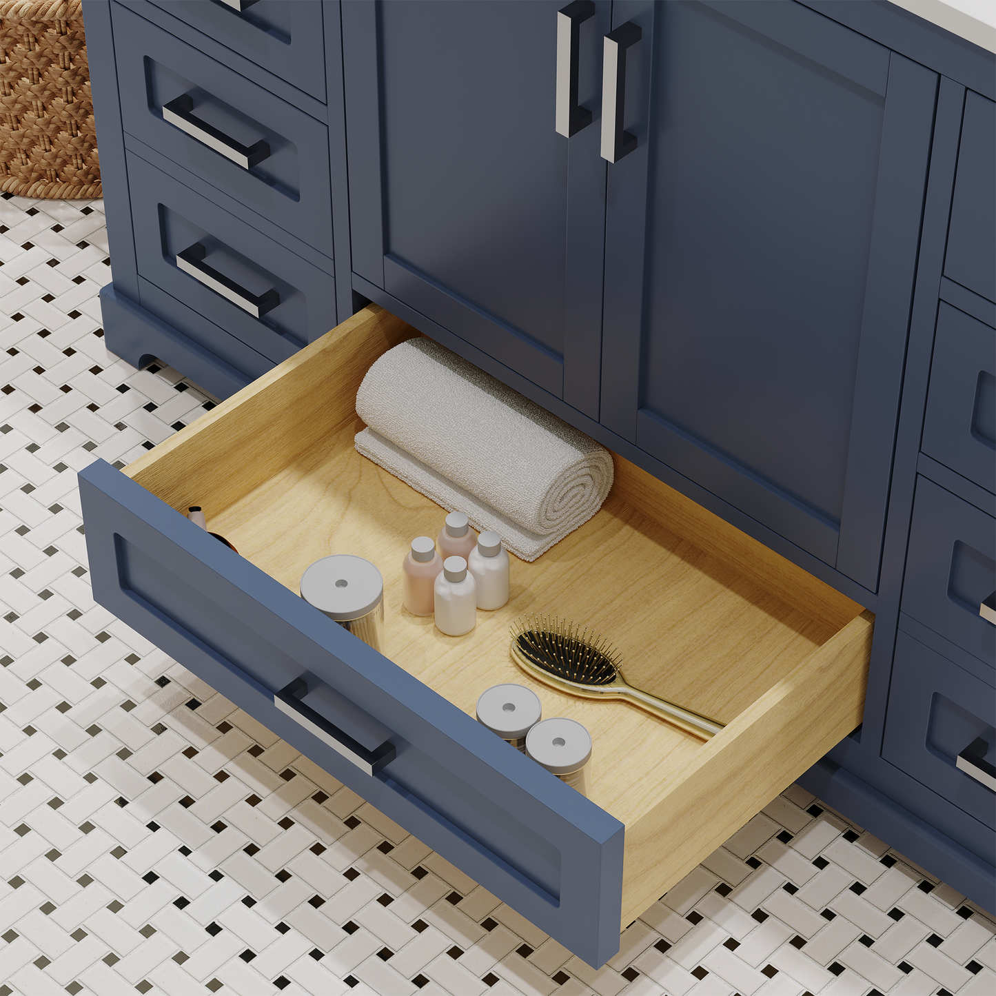 Maya 48 Inch Solid Wood Single Bathroom Vanity with Quartz Countertop