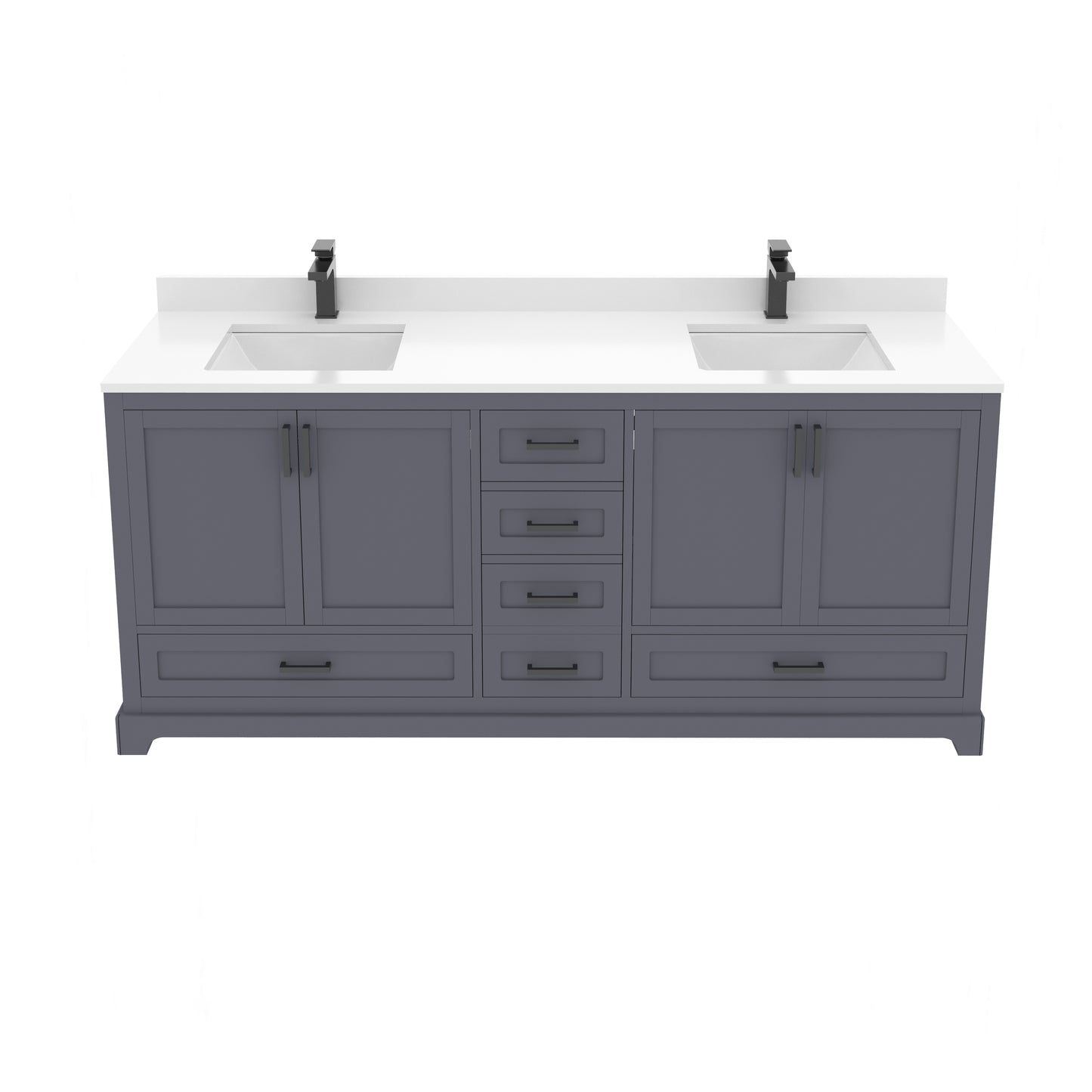 Maya 72 Inch Solid Wood Double Bathroom Vanity with Quartz Countertop
