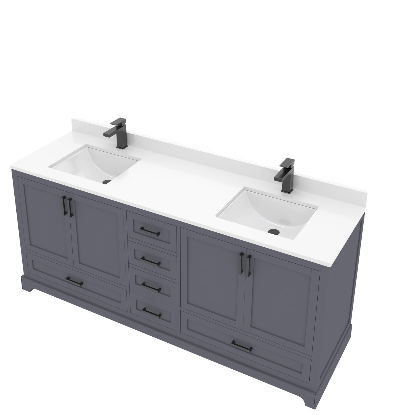 Maya 72 Inch Solid Wood Double Bathroom Vanity with Quartz Countertop