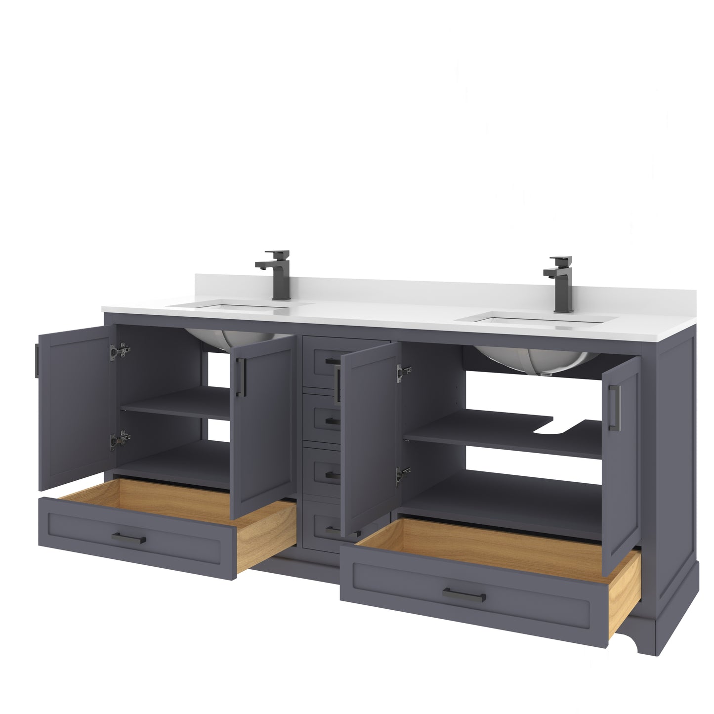 Maya 72 Inch Solid Wood Double Bathroom Vanity with Quartz Countertop