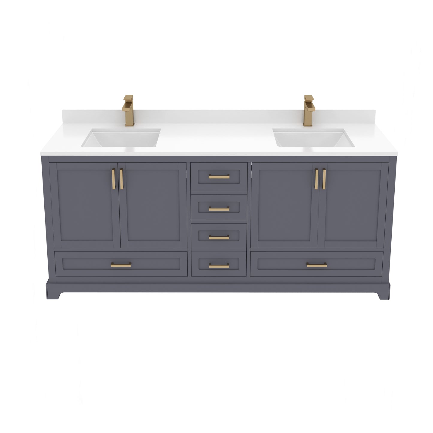Maya 72 Inch Solid Wood Double Bathroom Vanity with Quartz Countertop