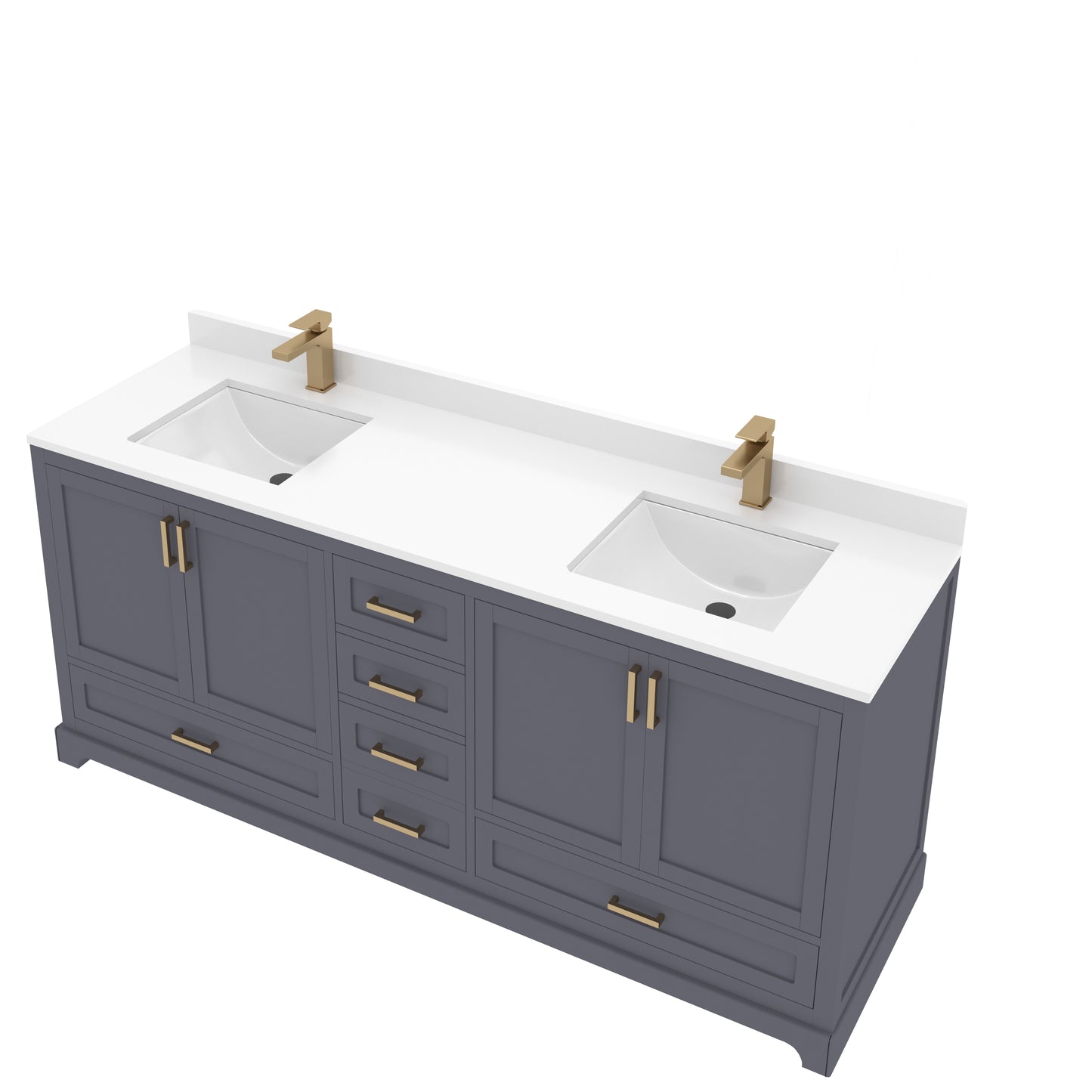 Maya 72 Inch Solid Wood Double Bathroom Vanity with Quartz Countertop
