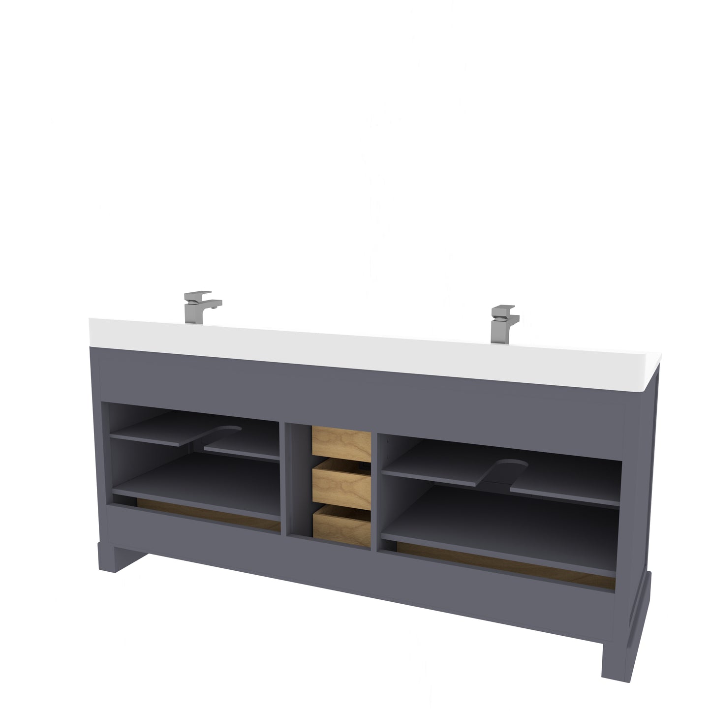 Maya 72 Inch Solid Wood Double Bathroom Vanity with Quartz Countertop