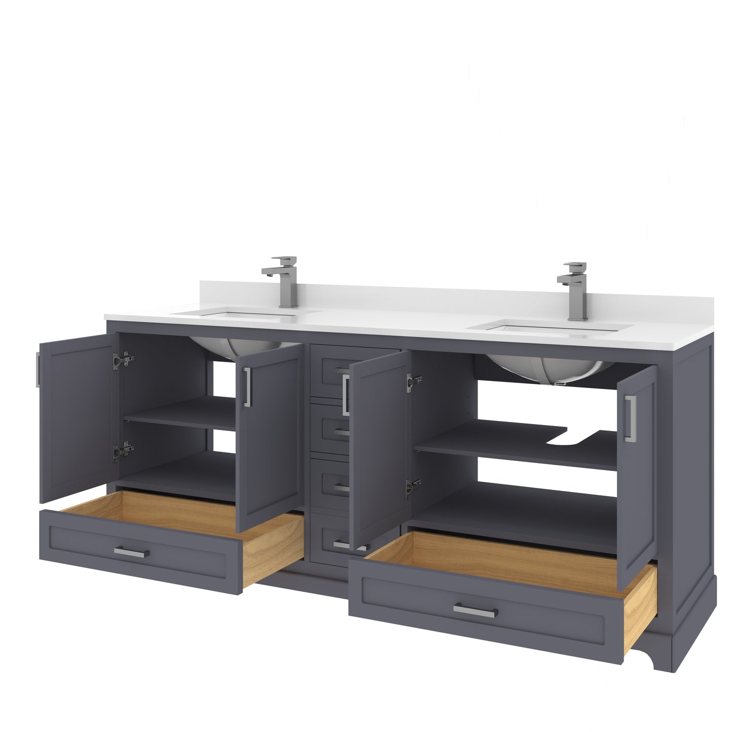 Maya 72 Inch Solid Wood Double Bathroom Vanity with Quartz Countertop