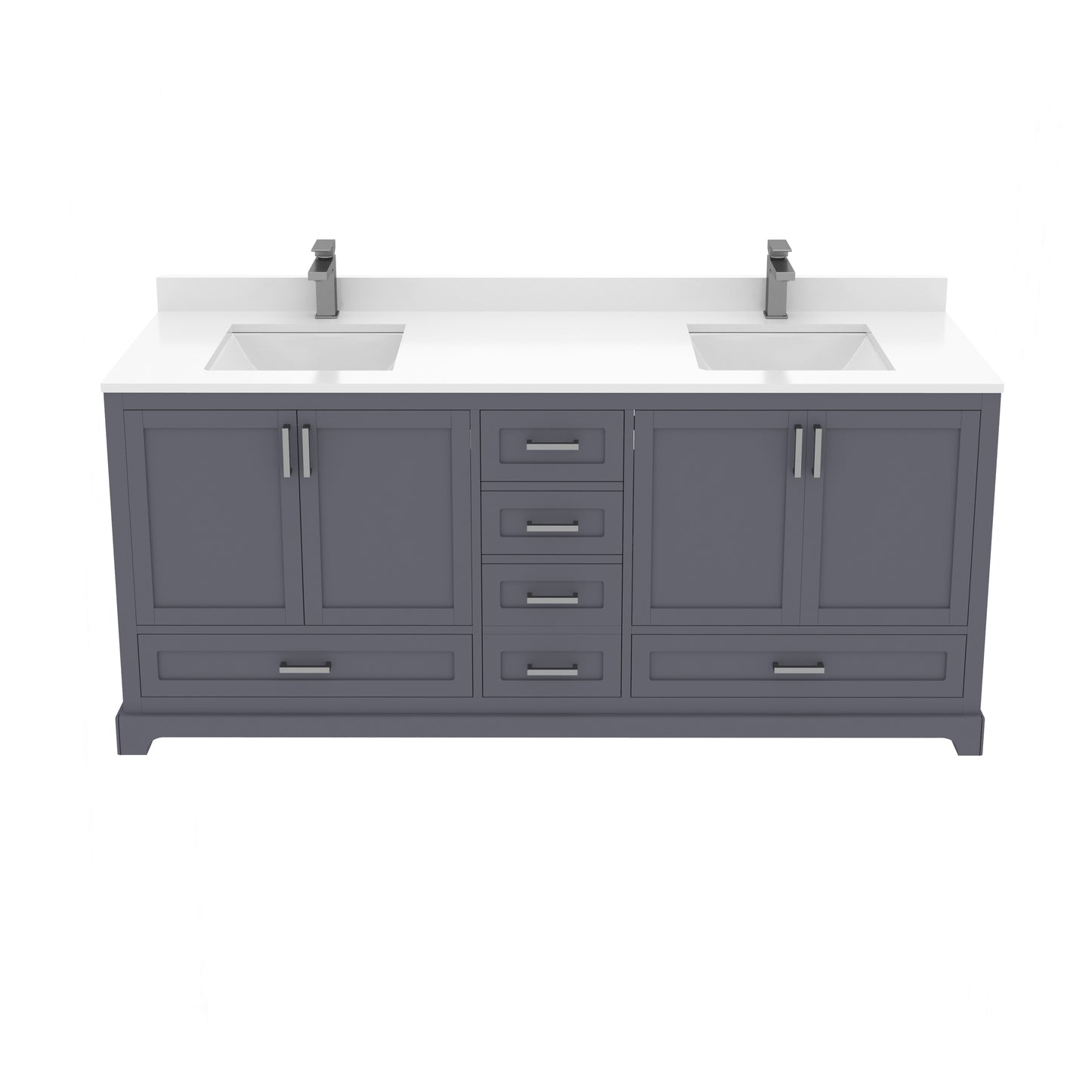 Maya 72 Inch Solid Wood Double Bathroom Vanity with Quartz Countertop