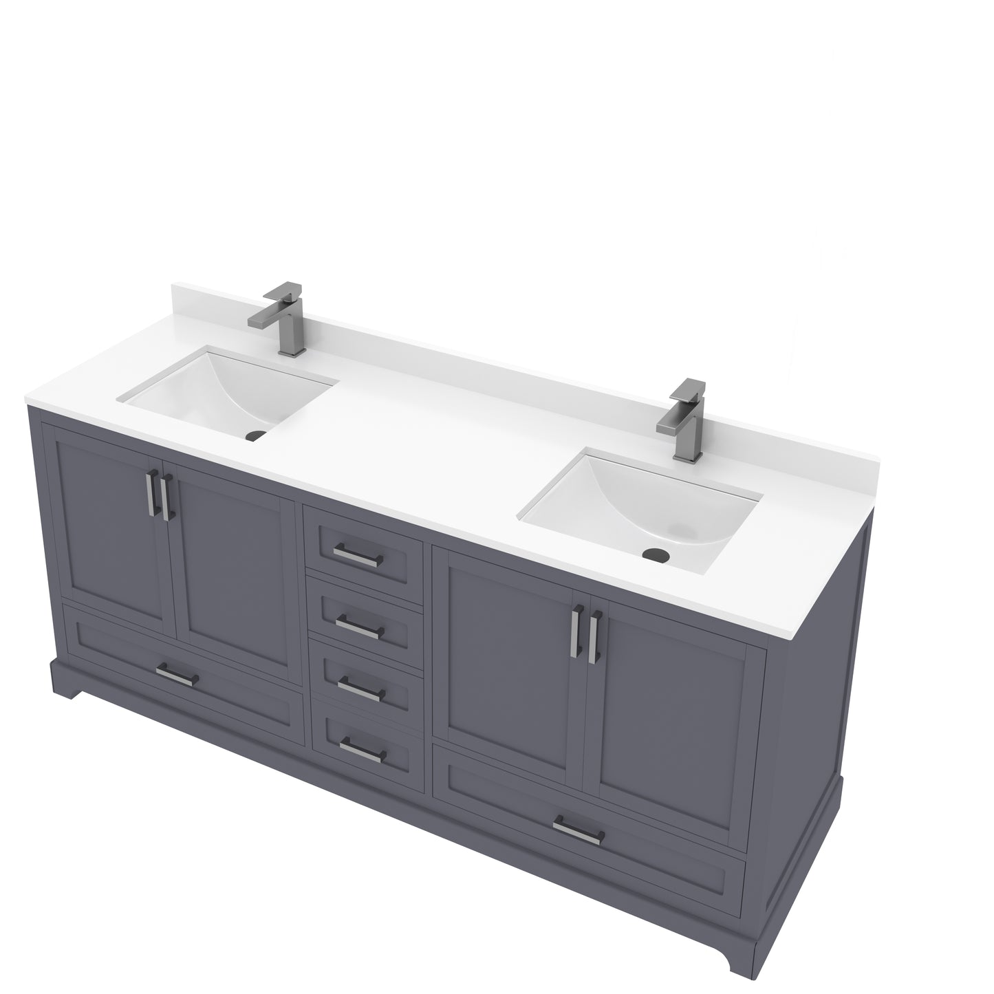 Maya 72 Inch Solid Wood Double Bathroom Vanity with Quartz Countertop