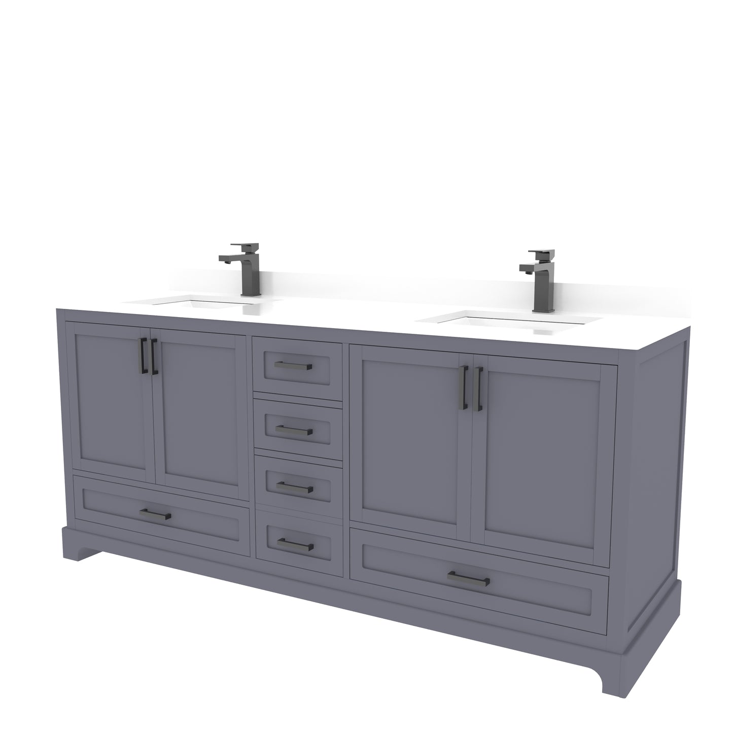 Maya 72 Inch Solid Wood Double Bathroom Vanity with Quartz Countertop