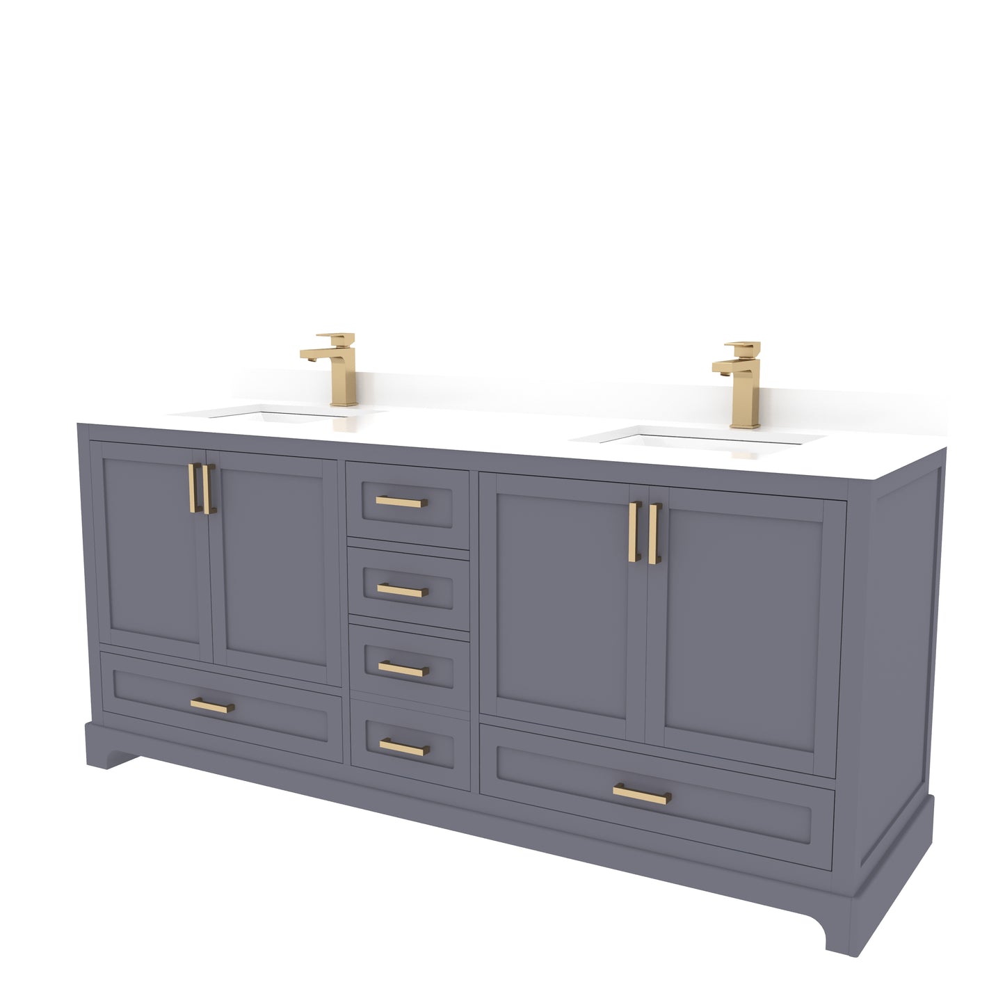 Maya 72 Inch Solid Wood Double Bathroom Vanity with Quartz Countertop