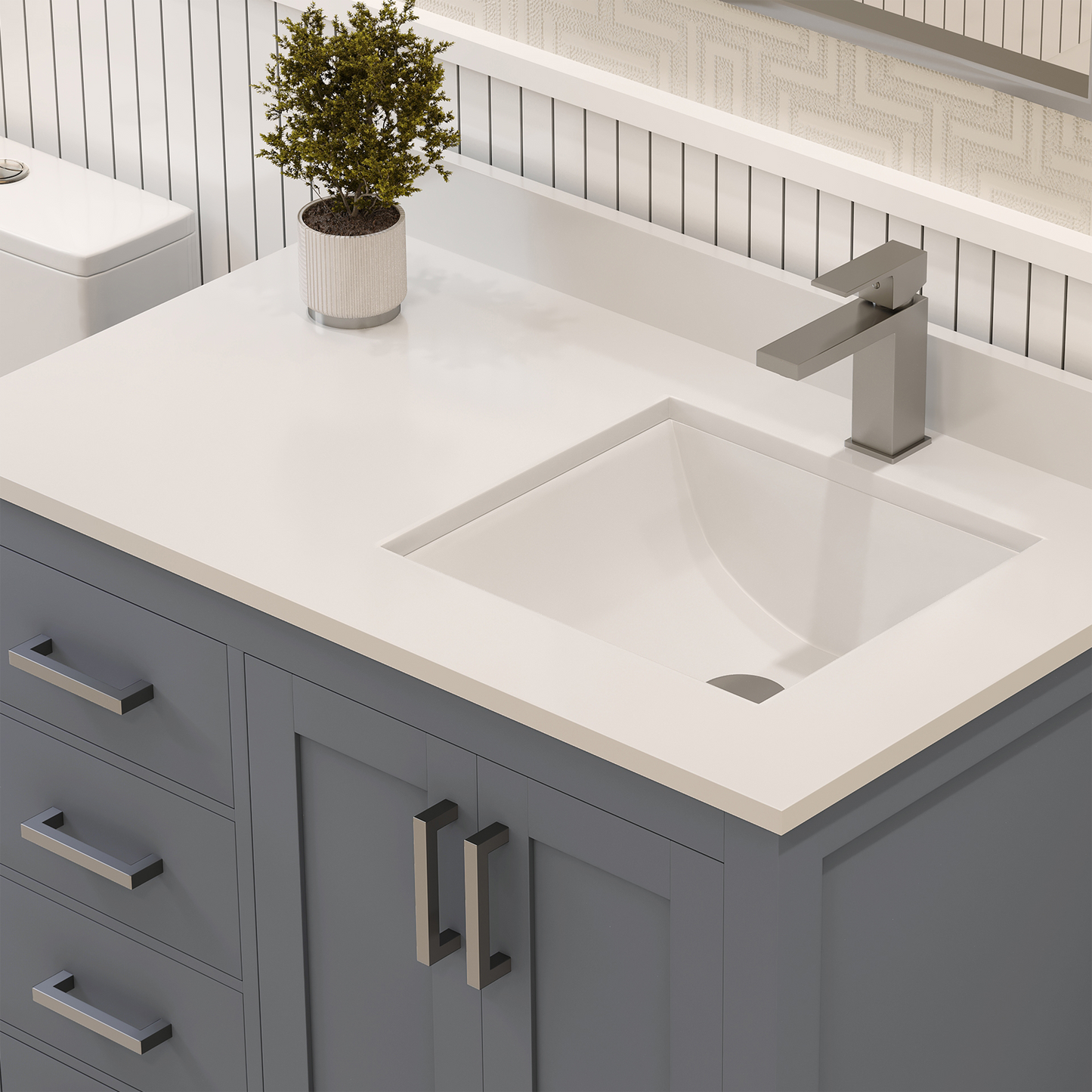 Rooh 36 Inch Right Solid Wood Single Bathroom Vanity with Quartz Countertop