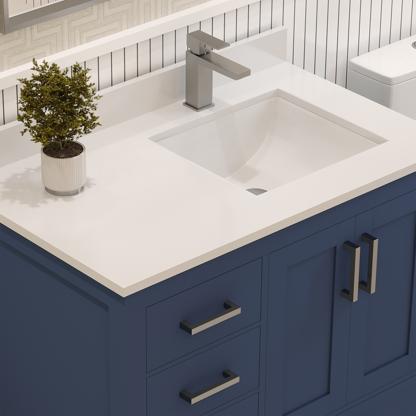 Rooh 36 Inch Right Solid Wood Single Bathroom Vanity with Quartz Countertop