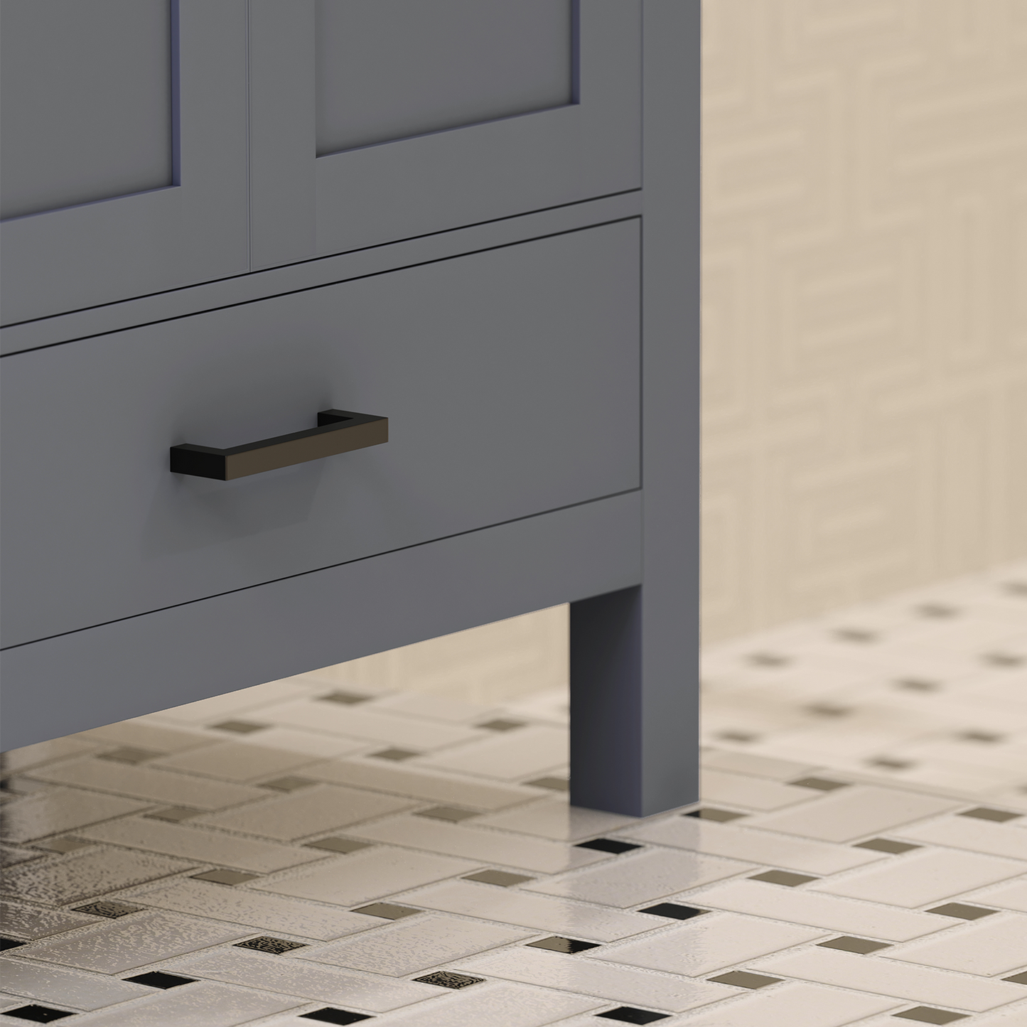 Rooh 30 Inch Solid Wood Bathroom Vanity with Undermount single Rectangle sink & White Quartz countertop 0.75 inch edge in white