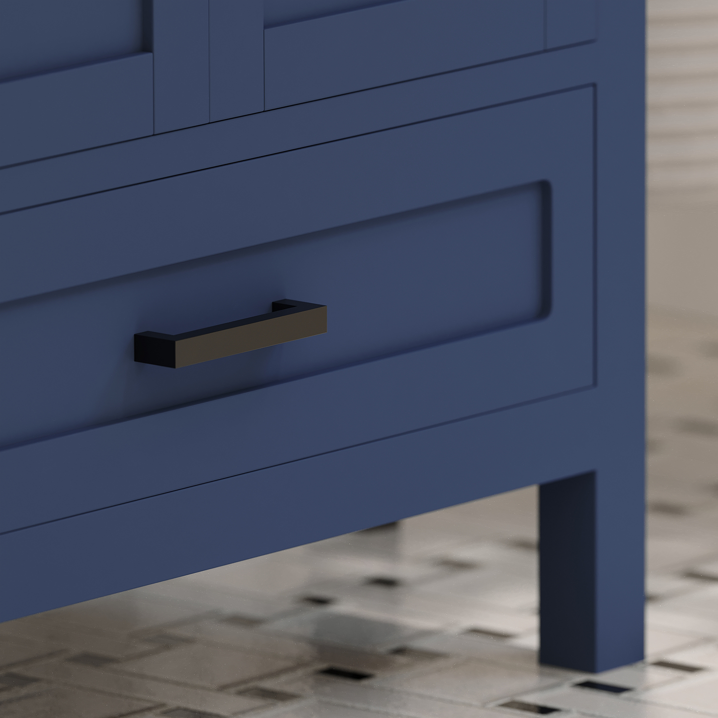 Rooh 60 Inch Solid Wood Bathroom Vanity with Undermount double Rectangle sinks & White Quartz countertop 0.75 inch edge in white