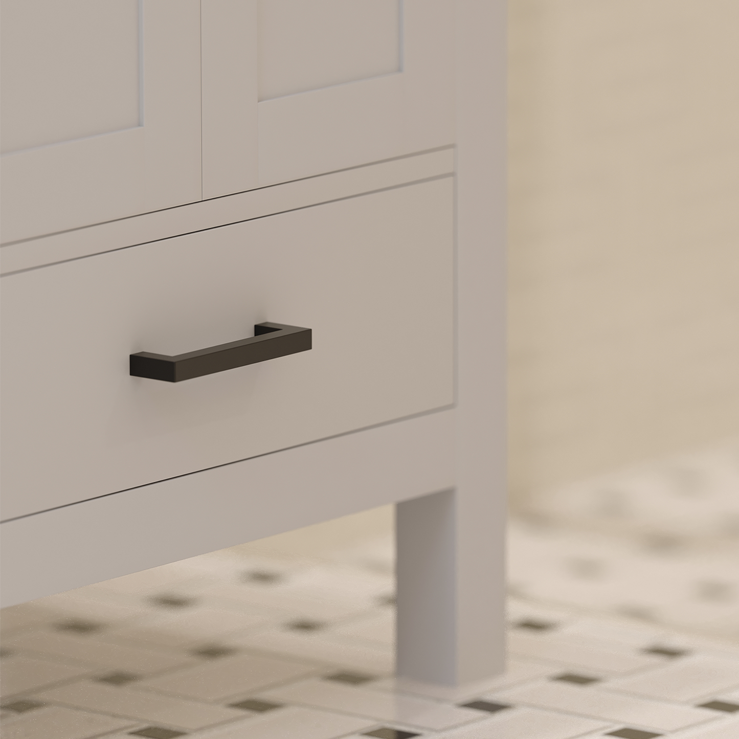 Rooh 24 Inch Solid Wood Bathroom Vanity with Undermount single Rectangle sink & White Quartz countertop 0.75 inch edge in white