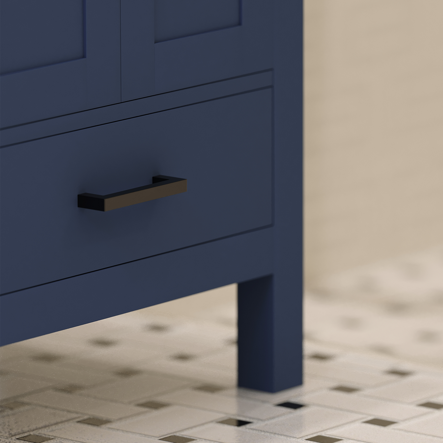 Rooh 24 Inch Solid Wood Bathroom Vanity with Undermount single Rectangle sink & White Quartz countertop 0.75 inch edge in white