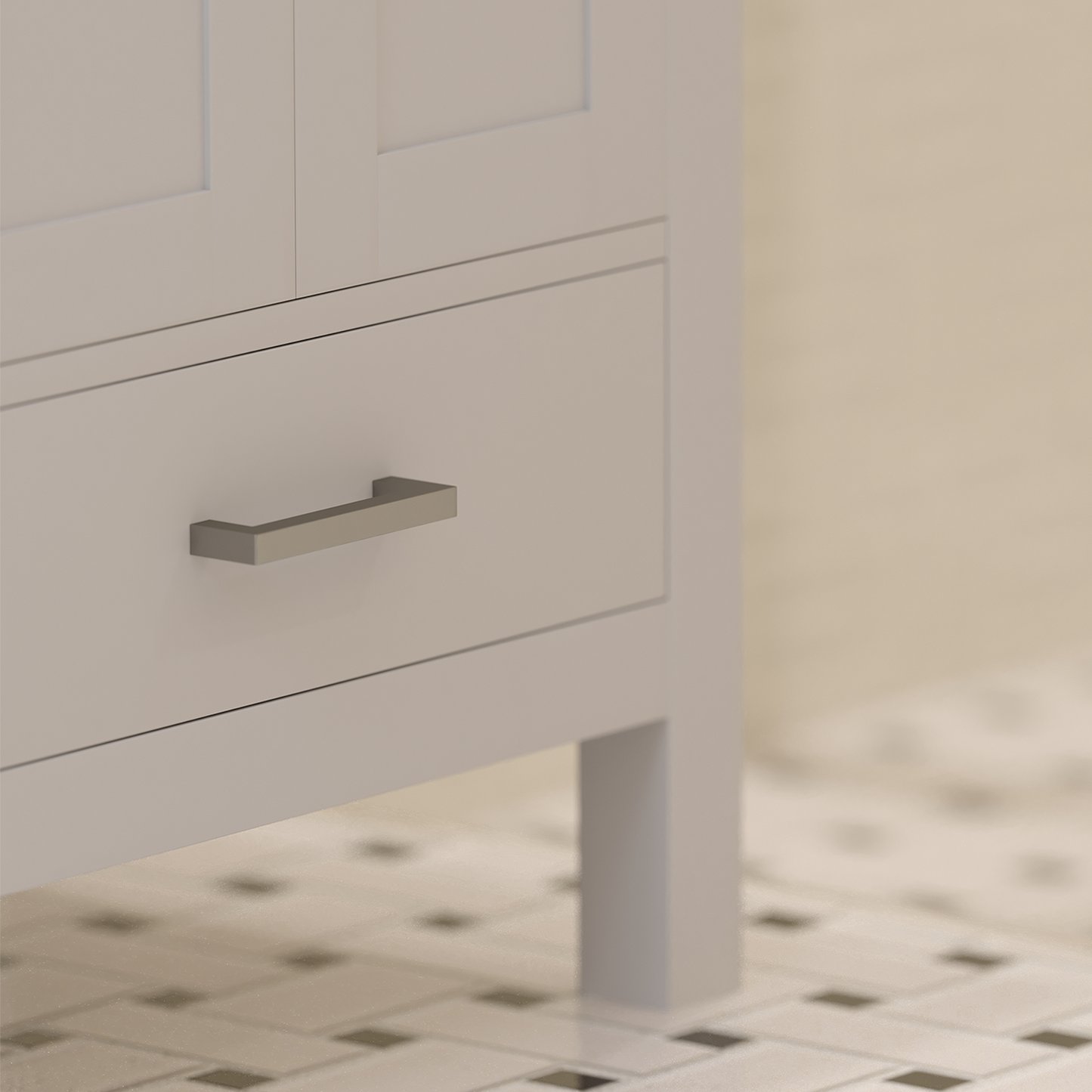 Rooh 24 Inch Solid Wood Bathroom Vanity with Undermount single Rectangle sink & White Quartz countertop 0.75 inch edge in white