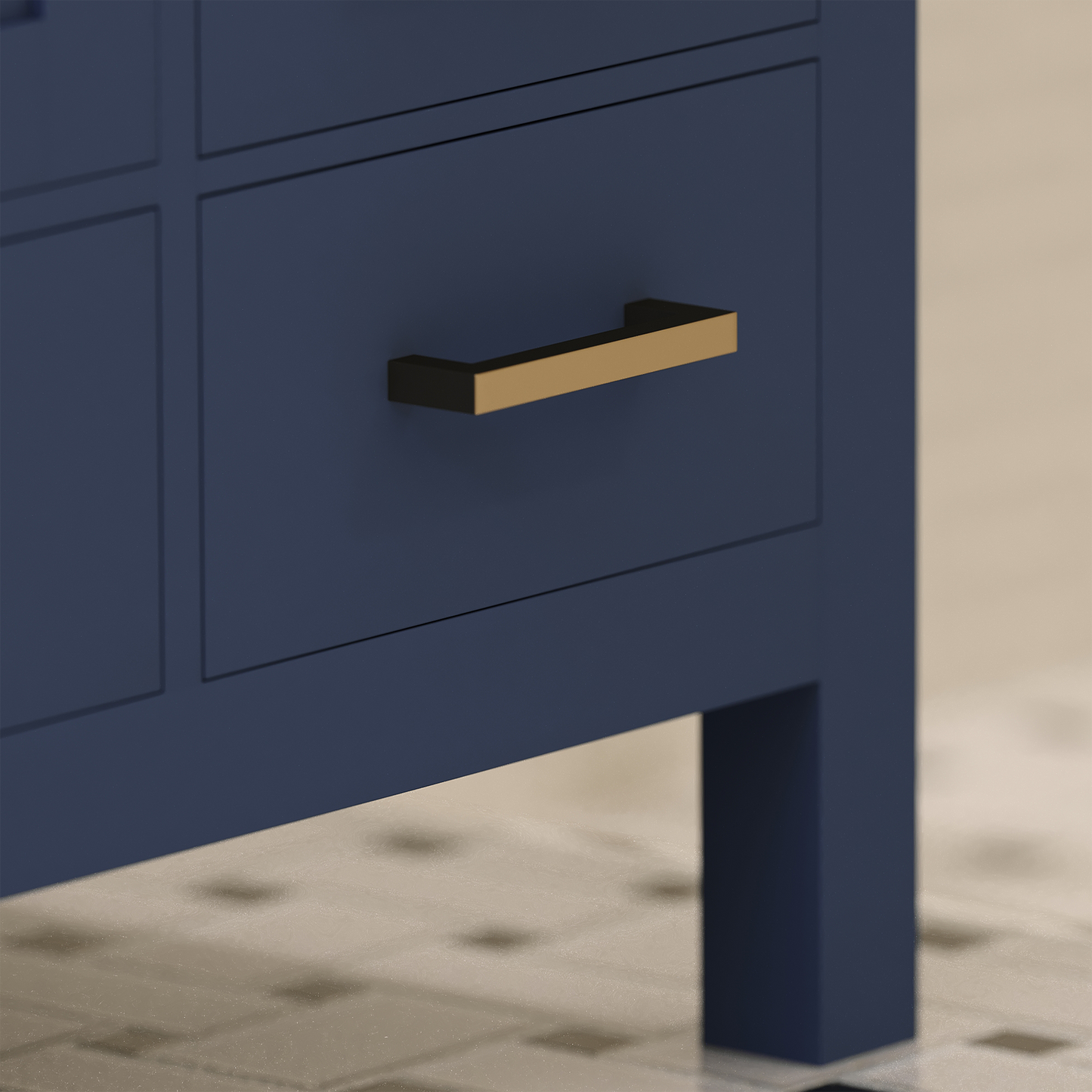 Rooh 36 Inch Left Solid Wood Single Bathroom Vanity with Undermount single Rectangle sink & White Quartz countertop 0.75 inch edge in white