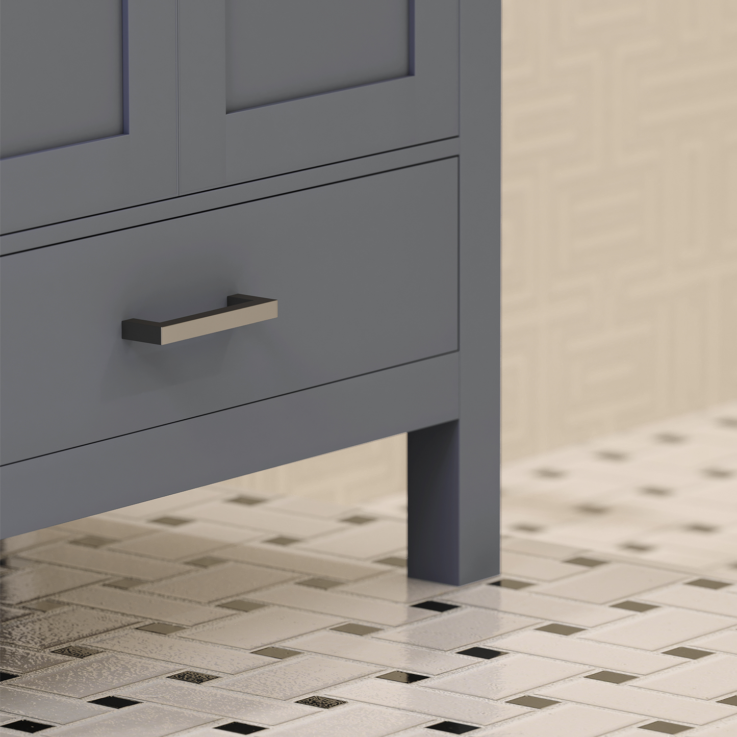 Rooh 30 Inch Solid Wood Bathroom Vanity with Undermount single Rectangle sink & White Quartz countertop 0.75 inch edge in white