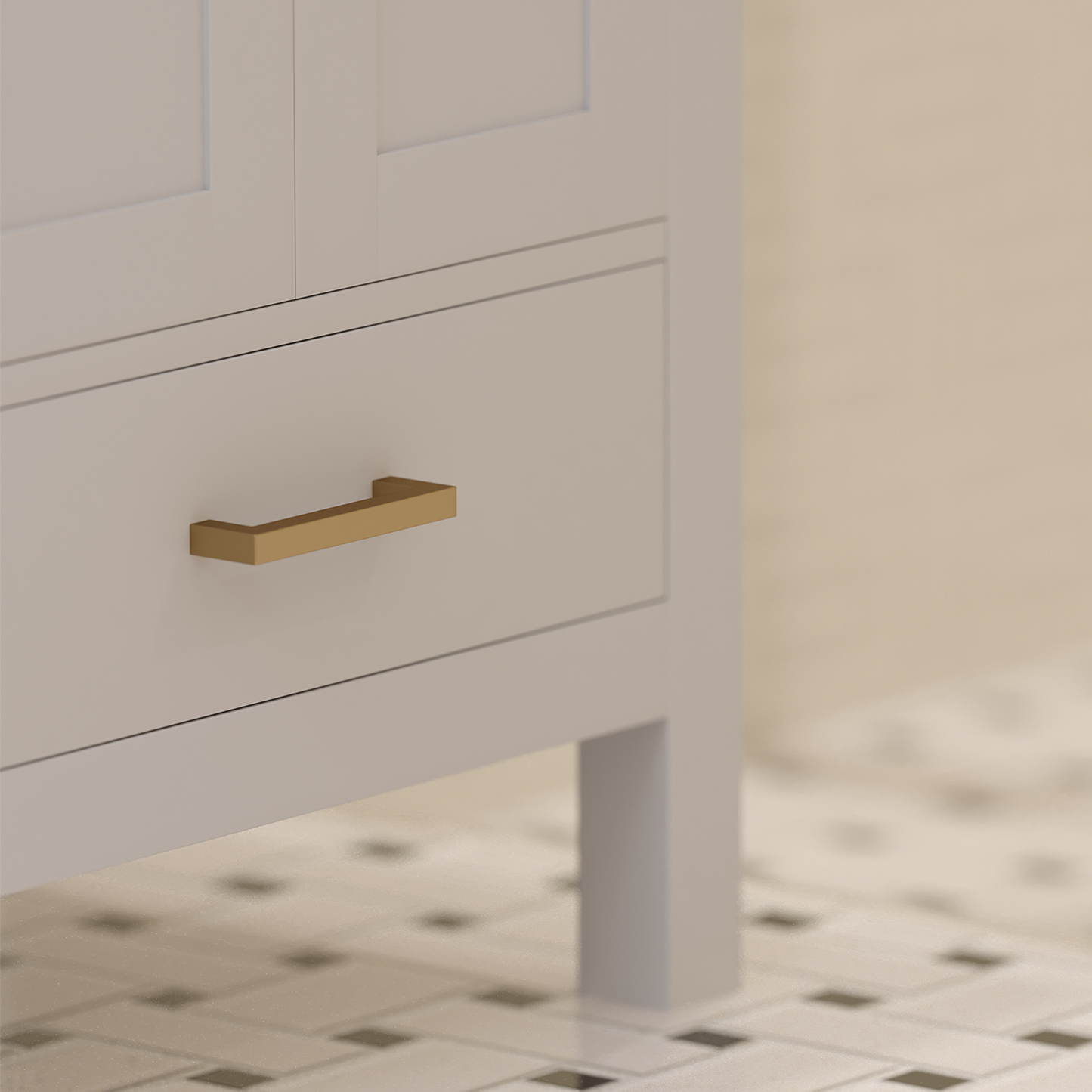 Rooh 24 Inch Solid Wood Bathroom Vanity with Undermount single Rectangle sink & White Quartz countertop 0.75 inch edge in white